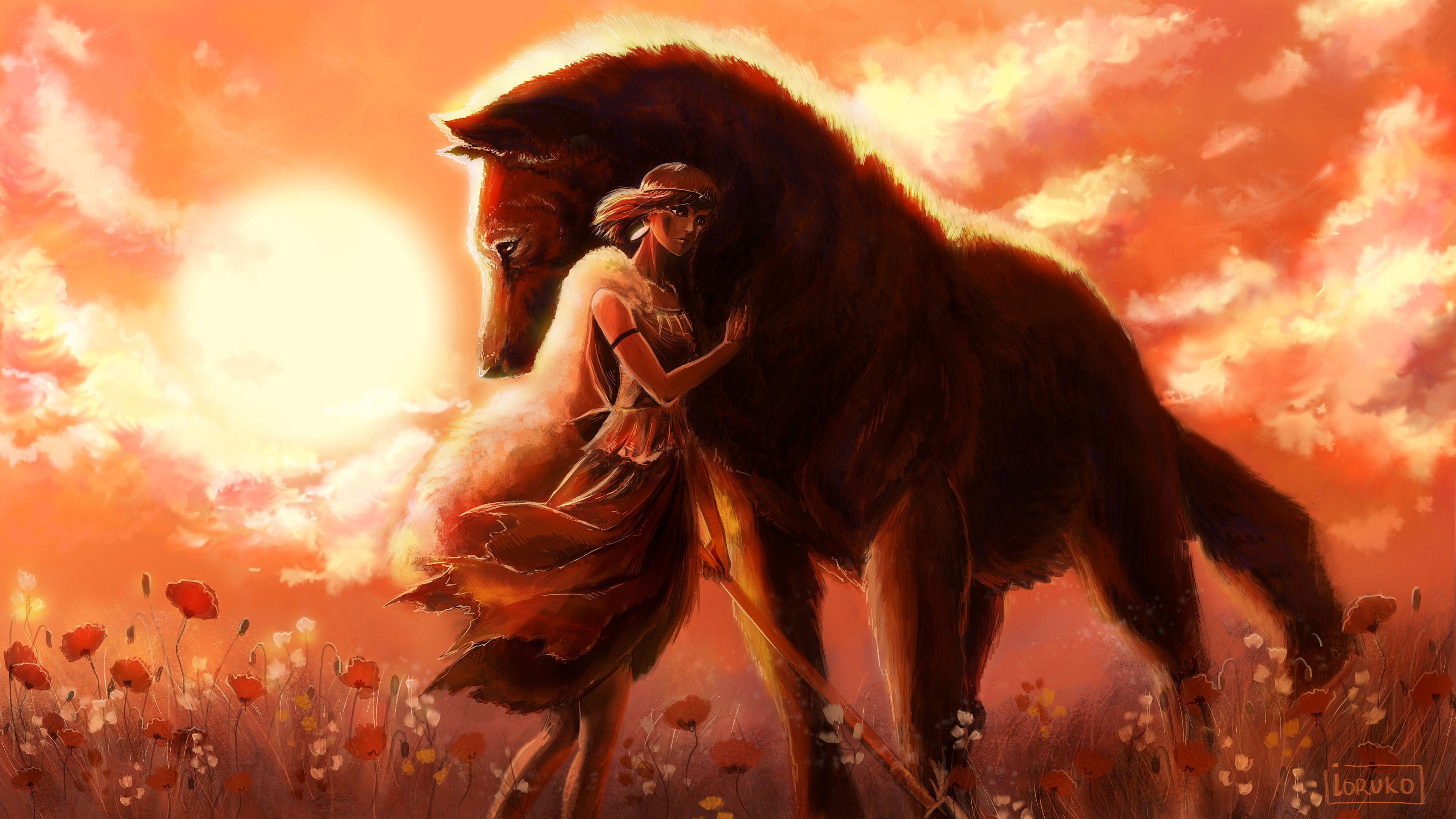4000x2250 Free download Wallpaper princess mononoke princess mononoke art girl wolf [4000x2250] for your Desktop, Mobile & Tablet. Explore Wolf Girl Wallpaper. Indian and Wolf Wallpaper Image, Anime Wolf Girl Wallpaper