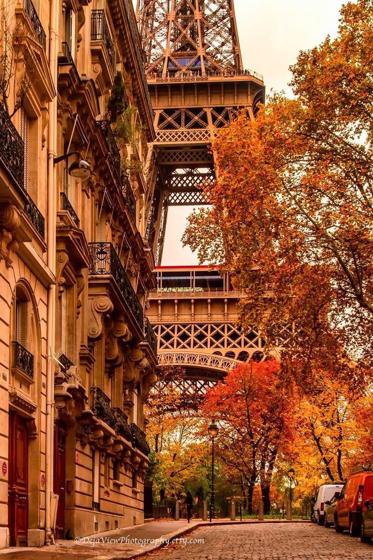 736x1104 Eiffel Tower Fall Photography Print: Paris Autumn Decor