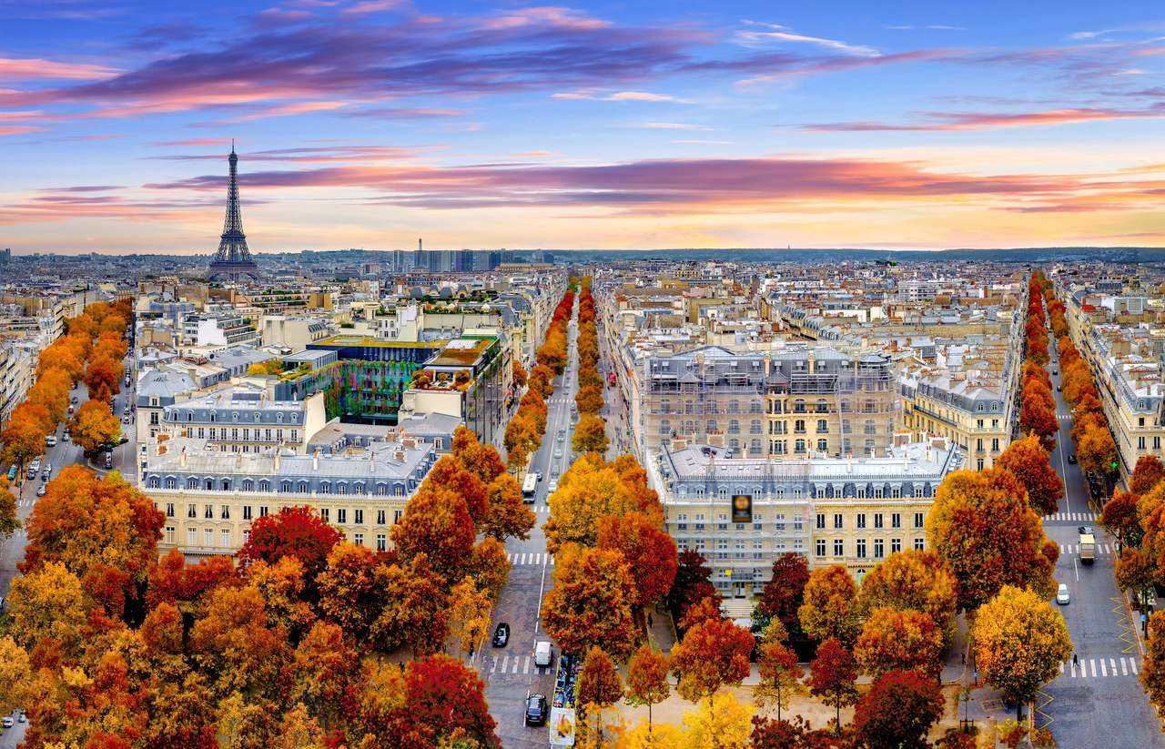 1280x823 Aerial view of Paris in late autumn at sunset