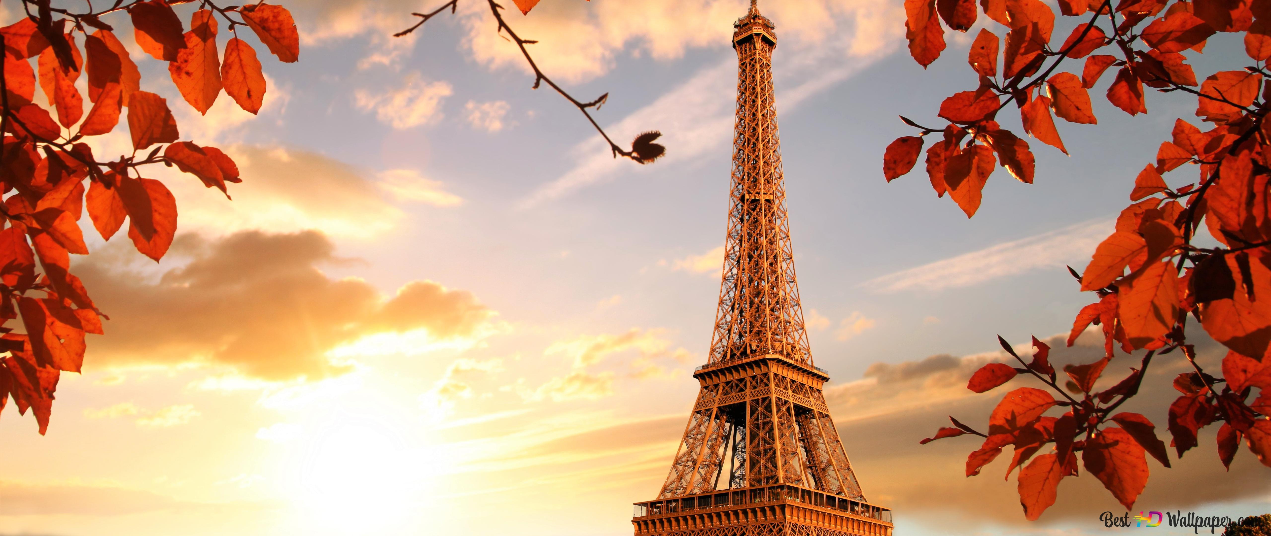 5120x2160 Paris Autumn 4k Wallpaper