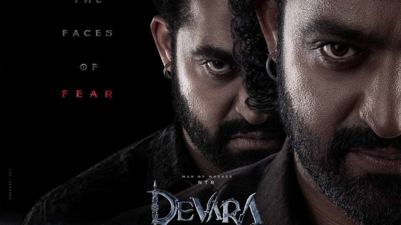 1280x720 Devara's latest 'The Faces of Fear' poster features Jr NTR in intense double role, see pic