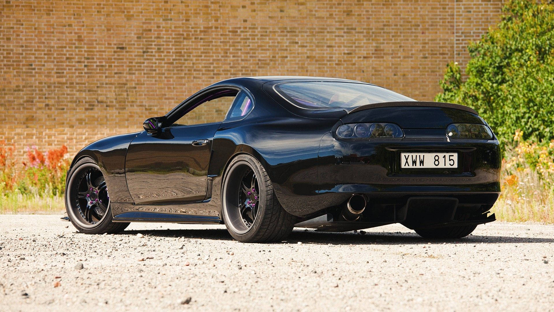 1920x1080 Download Black Toyota Supra Car Back View Wallpaper