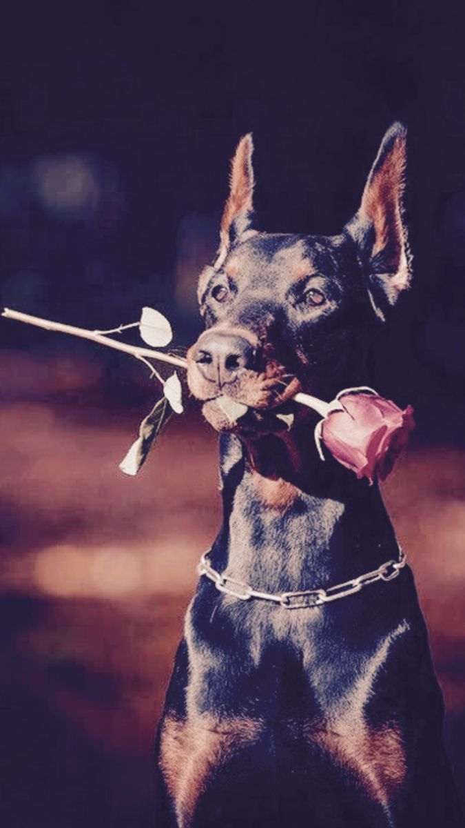 675x1200 Adorable Miniature Pinscher with Rose. Doberman puppy wallpaper, Happy doberman wallpaper, Cute doberman wallpaper