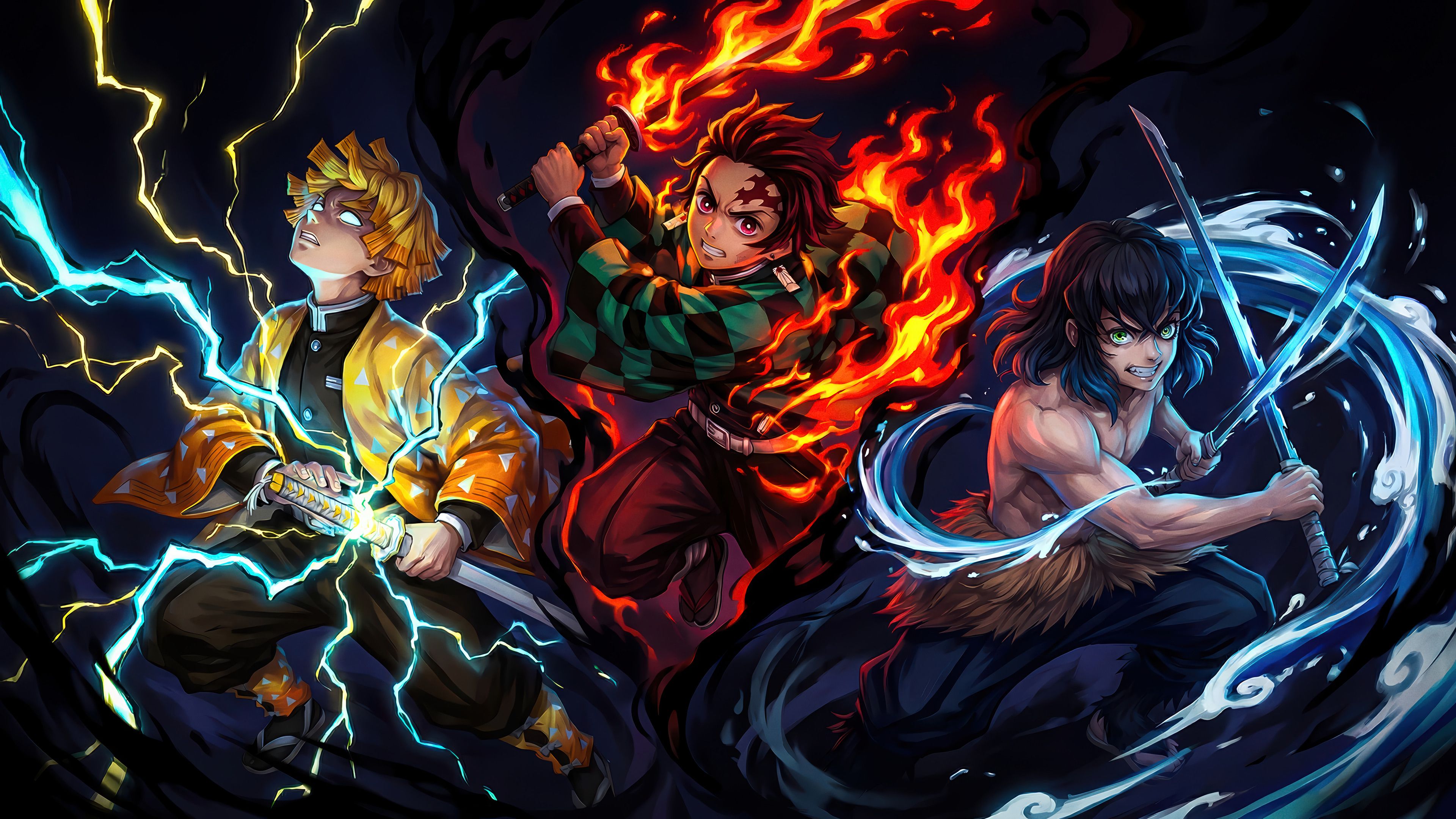 3840x2160 Demon Slayer Tanjiro Zenitsu Inosuke Wallpaper 4K HD PC