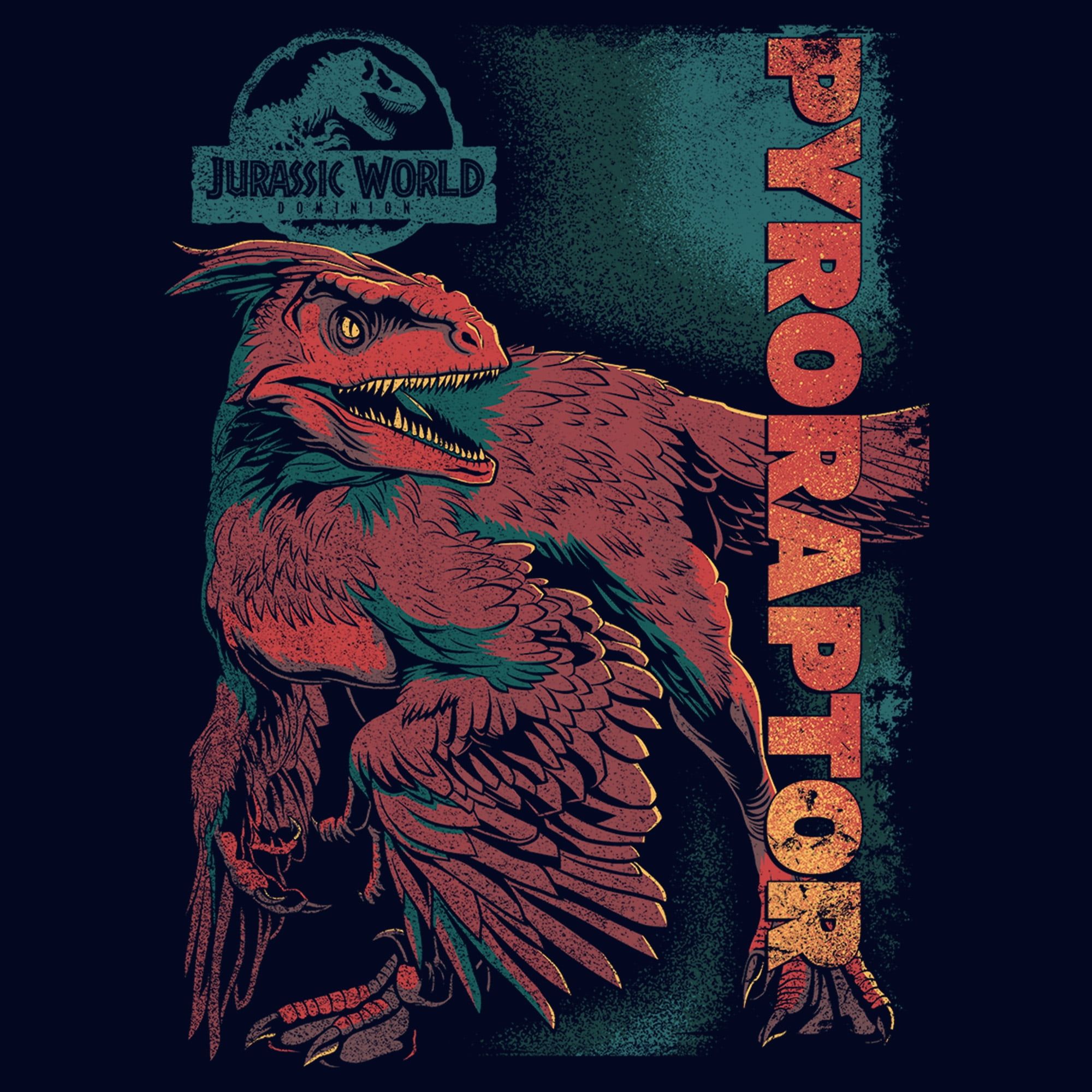 2000x2000 Men's Jurassic World: Dominion Pyroraptor Dinosaur Portrait Graphic Tee Navy Blue Small