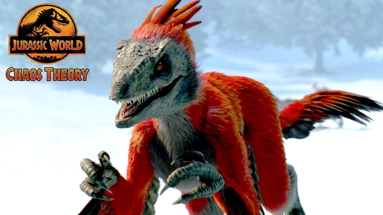 1280x720 Snowy Showdown Against the Pyroraptor. JURASSIC WORLD: CHAOS THEORY