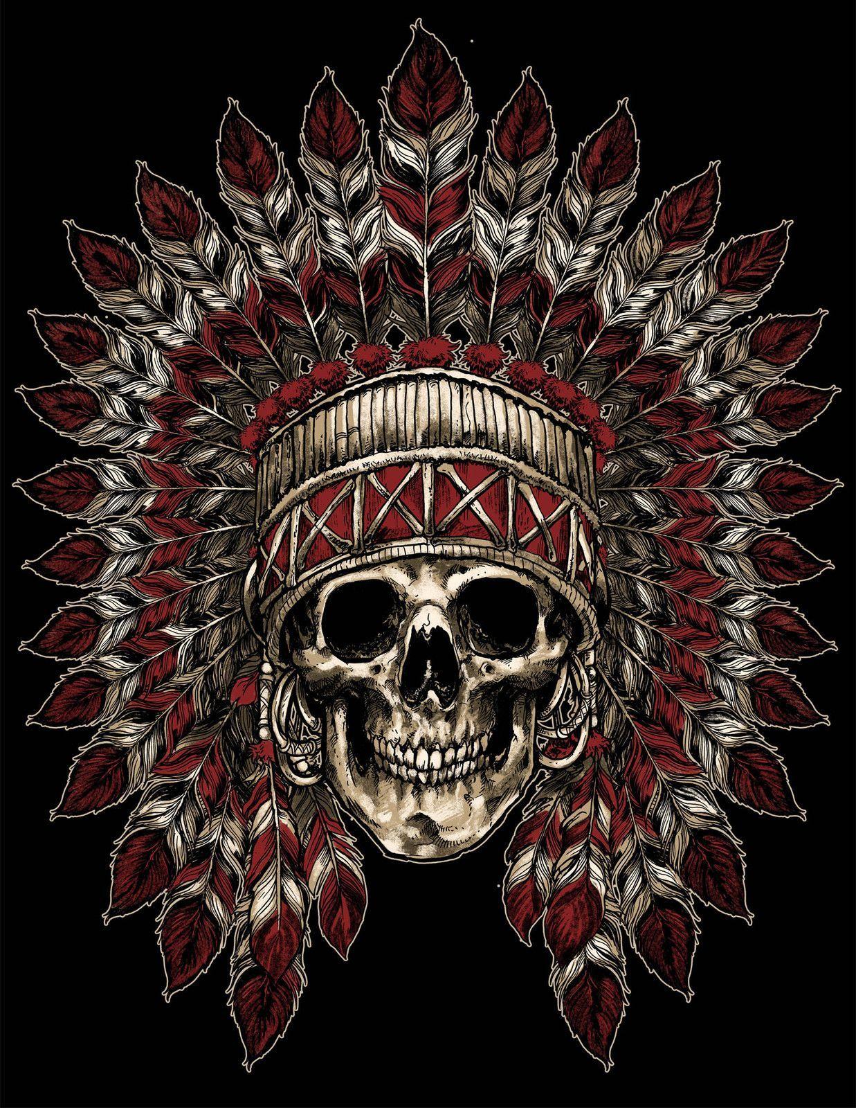 Indian Headdress Skull Tattoo by Ben Lucas on Behance