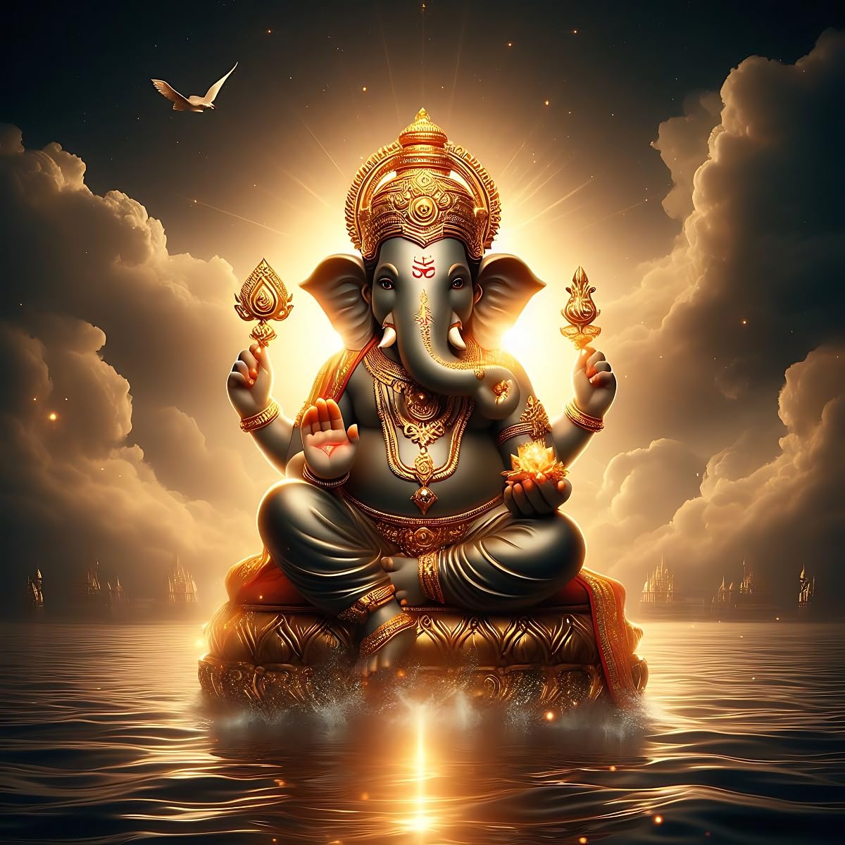 1200x1200 BRANDCOM Ganesh Wallpaper, Hindu God Posters For Temple Pooja Room, Living Room Self Adhesive Peel And Stick Wallpaper (Ganesh 1.5x1.5 Feet) : Amazon.in: Home Improvement