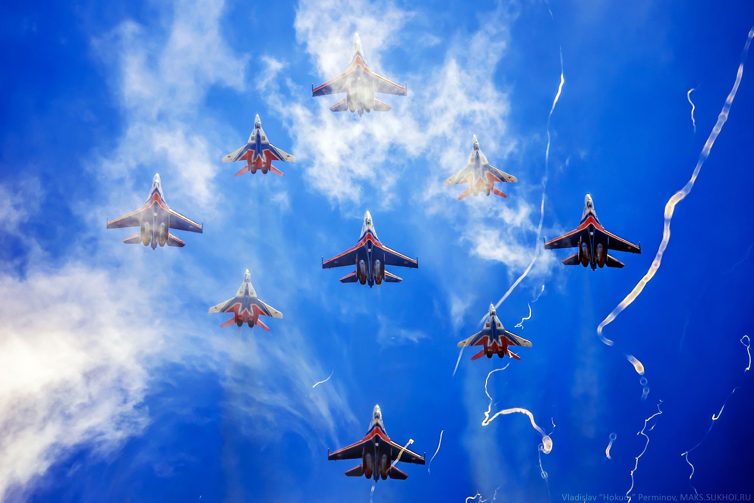2560x1707 Wallpaper the sky, "Swifts", " Russian Knights", Su- The MiG- aerobatic team for mobile and desktop, section авиация, resolution 2560x1707