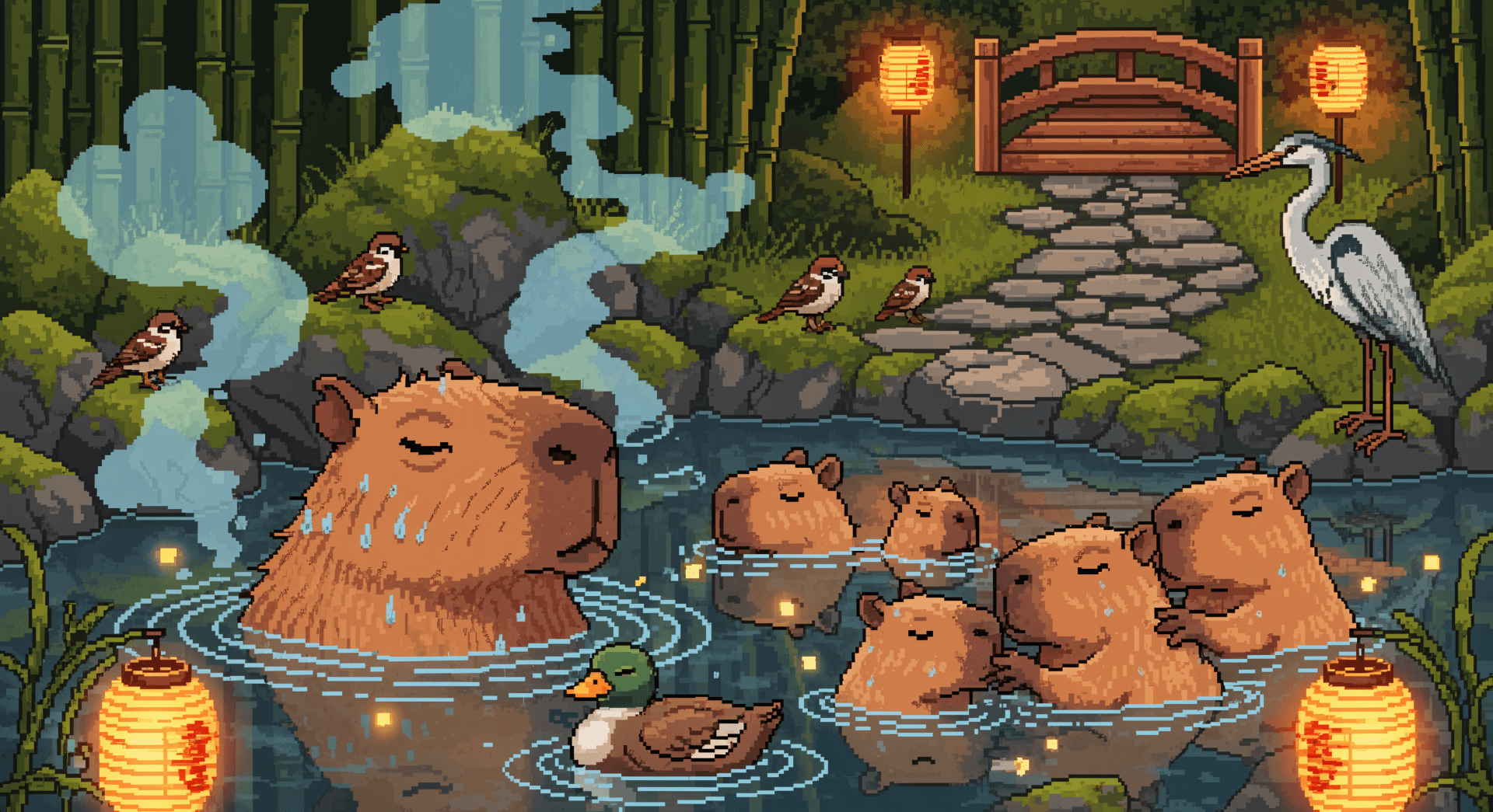 1920x1045 Zen Capybaras Onsen