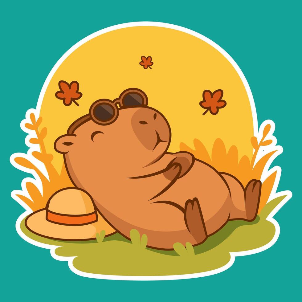980x980 Cute cartoon capybara enjoying a sunny day