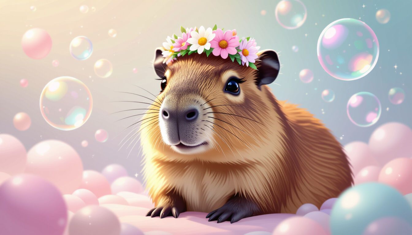 1344x768 Kawaii Cute Cartoon Capybara Wallpaper Generated Art