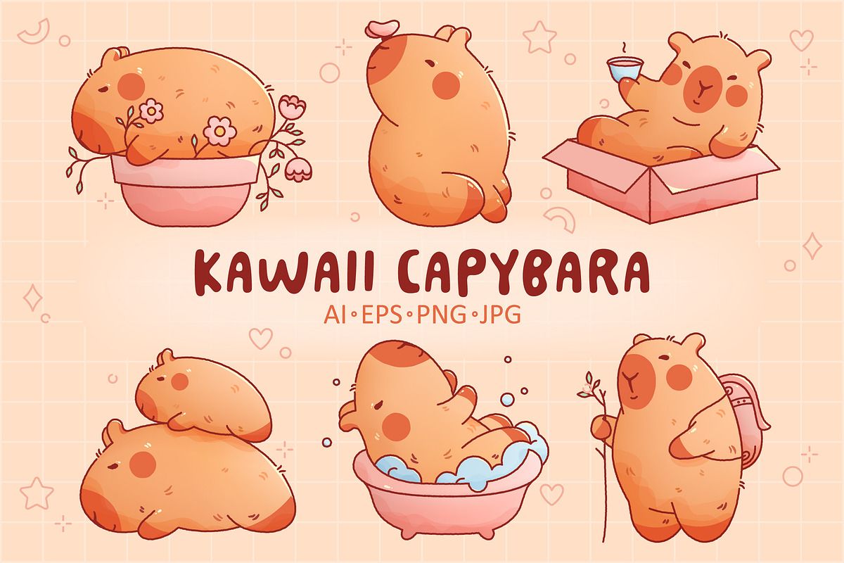 1200x800 Kawaii Capybara an Animal Illustration