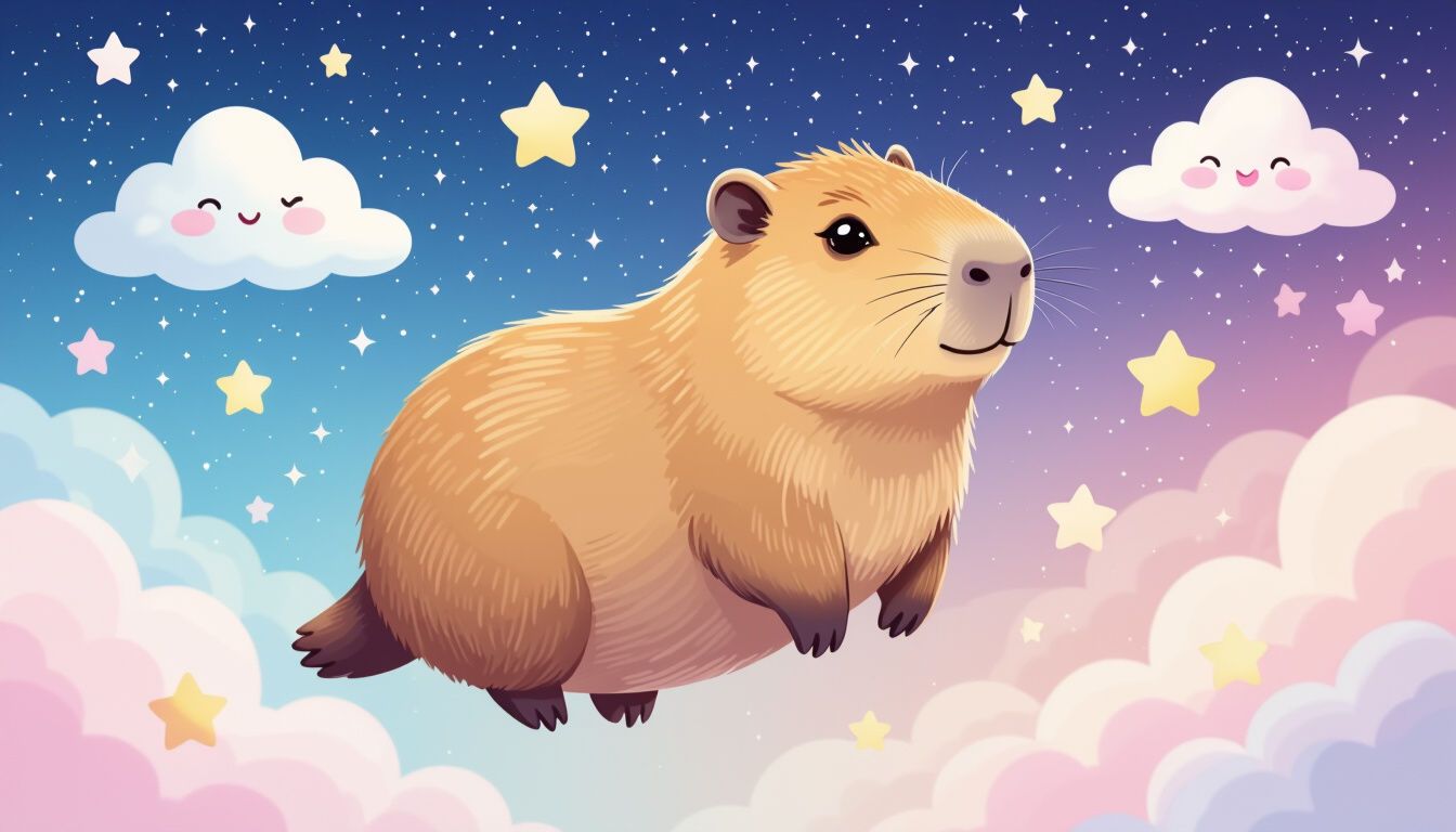 1344x768 Kawaii Cute Cartoon Capybara Wallpaper Generated Art