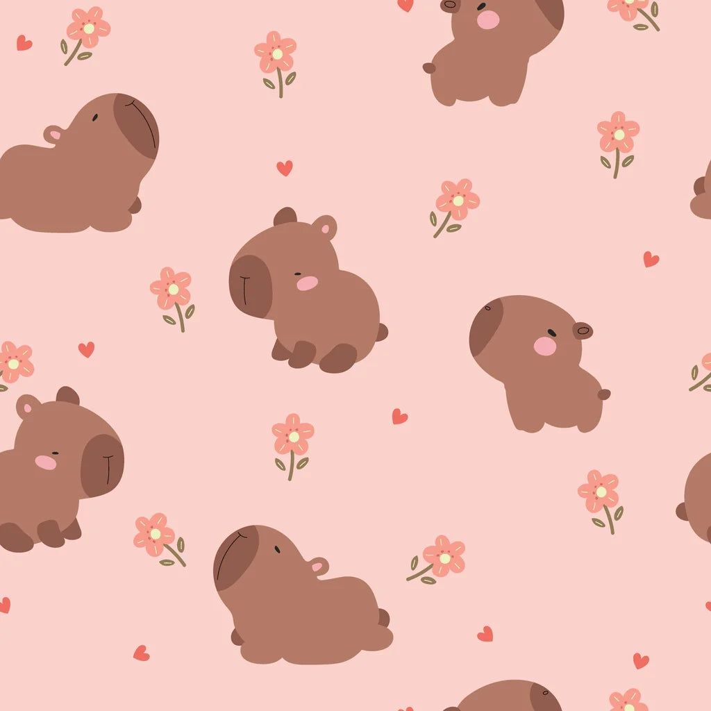1024x1024 Blush Blooms Capybara Wallpaper