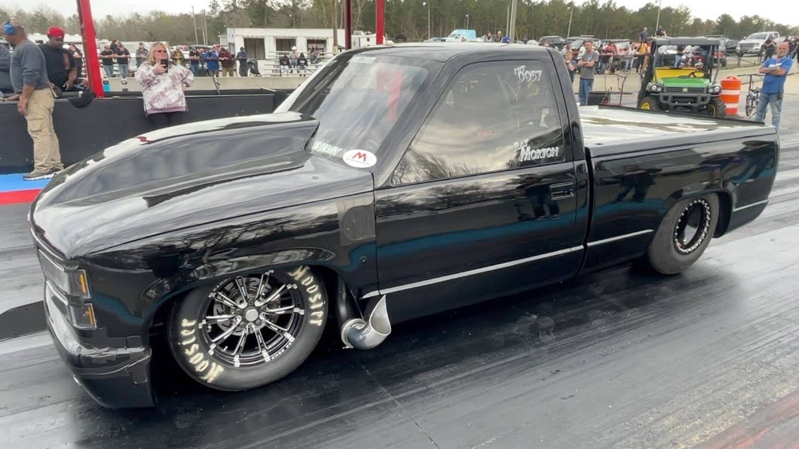1600x900 Blink And You'll Miss It: Big Block Chevrolet Truck On The Drag Strip