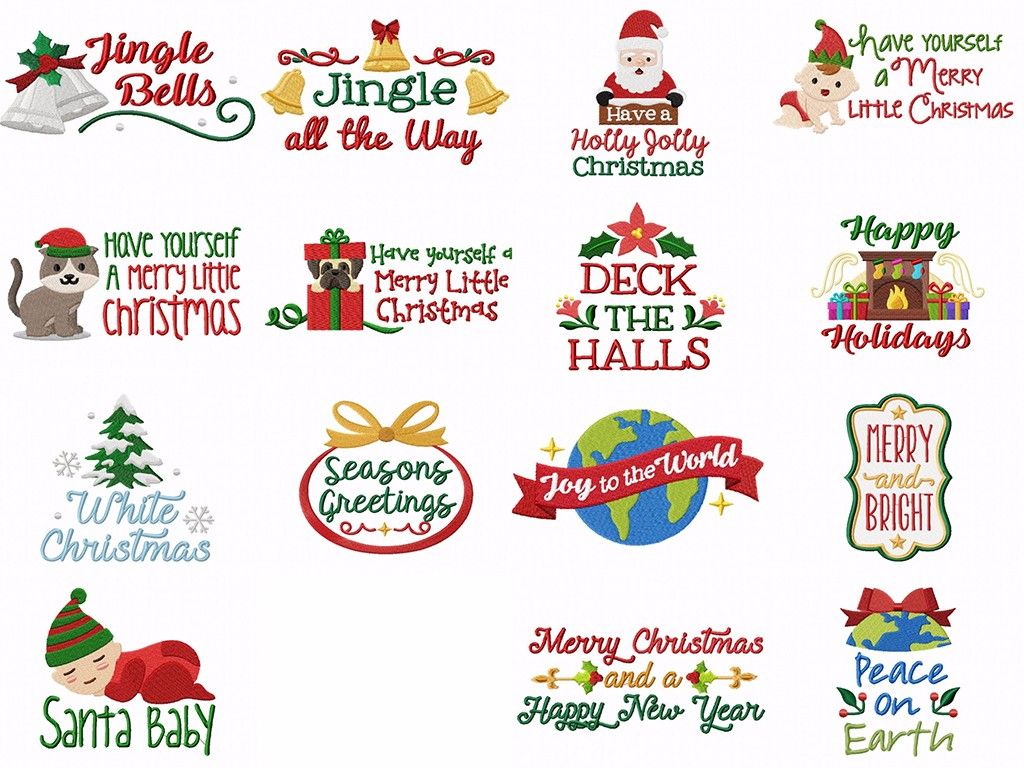 1024x768 Jingle All The Way! 15 Beautiful Quotes Machine Embroidery Pack