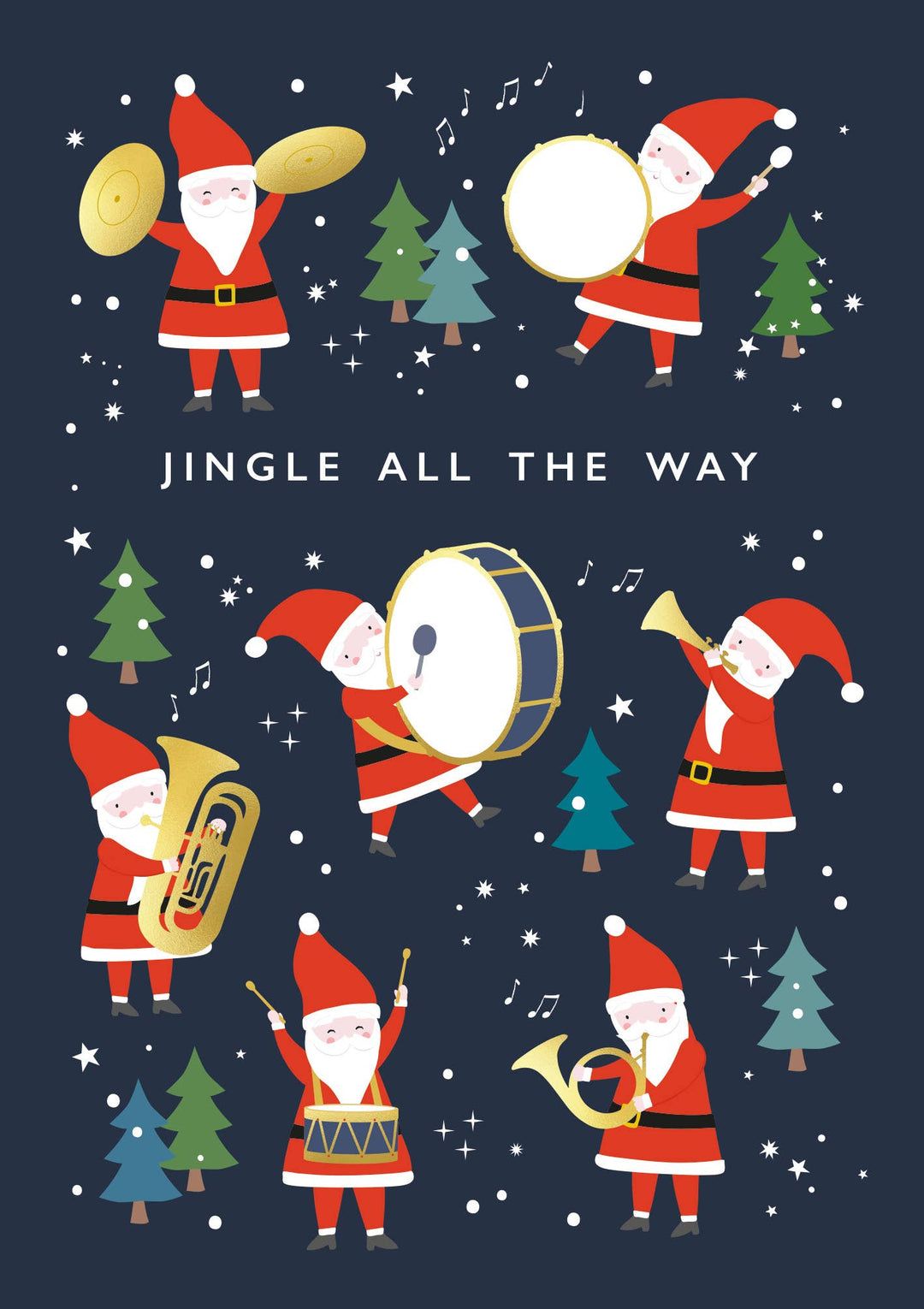 1080x1530 Santa Band Christmas Card. Fun Father Christmas Card