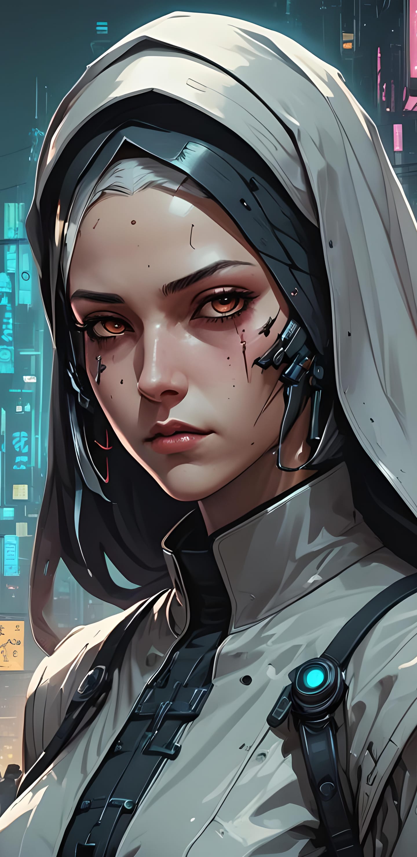 1440x2960 Cyberpunk nun · 1440x2960 QHD free photo from tolgor and wallpaper