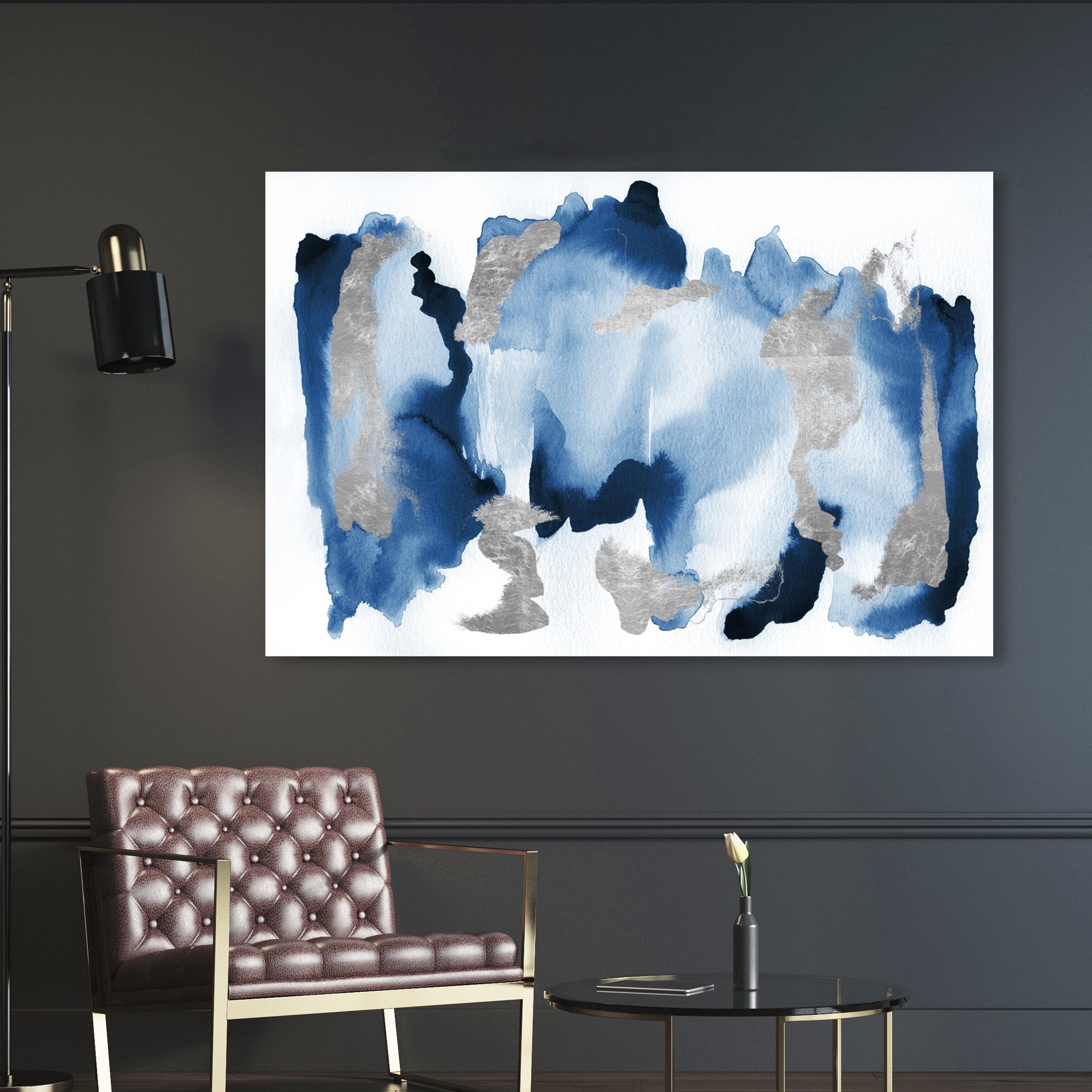 3500x3500 Oliver Gal 'In Too Deep' Abstract Wall Art Canvas Print, Gray