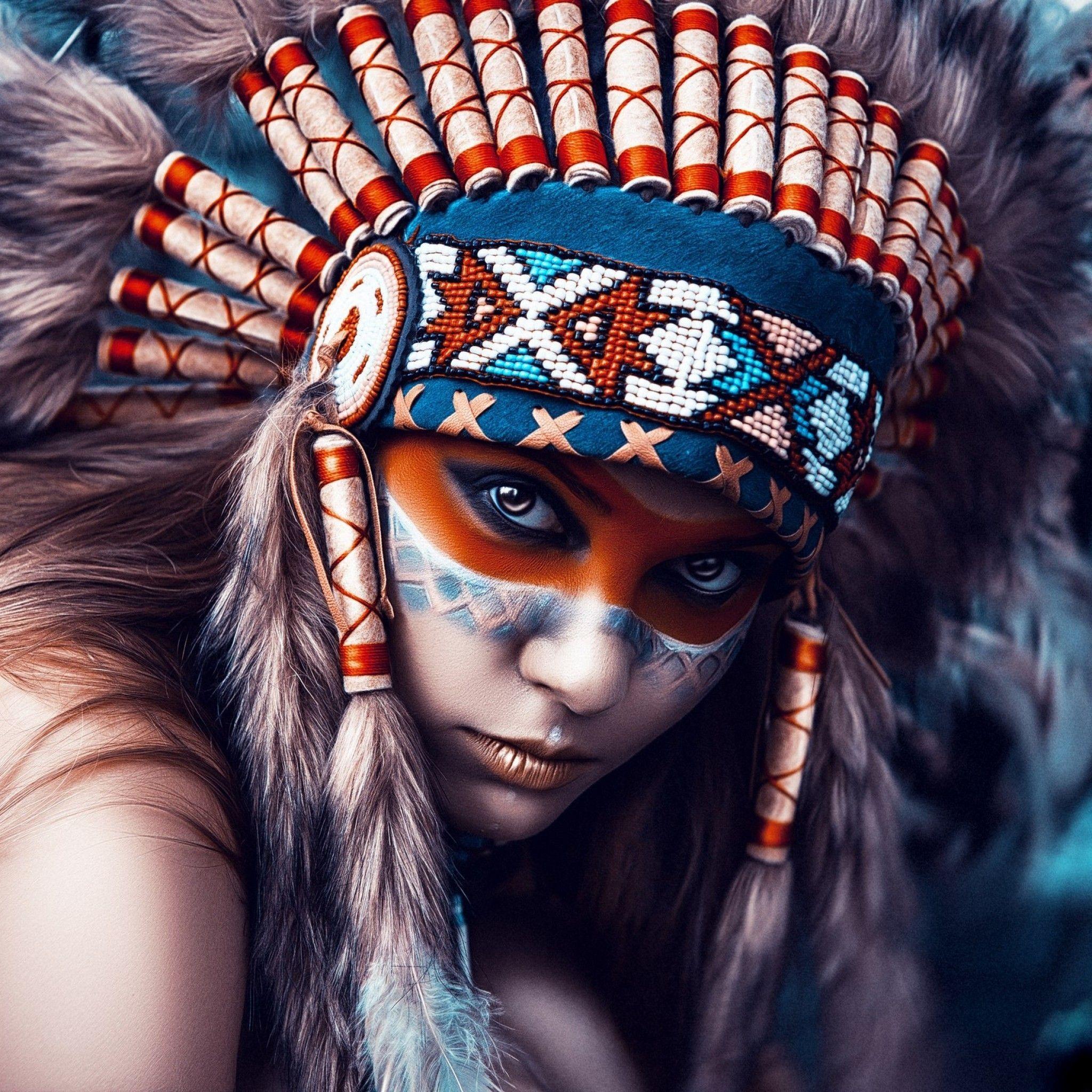 2048x2048 Native American Indian Women Wallpaper
