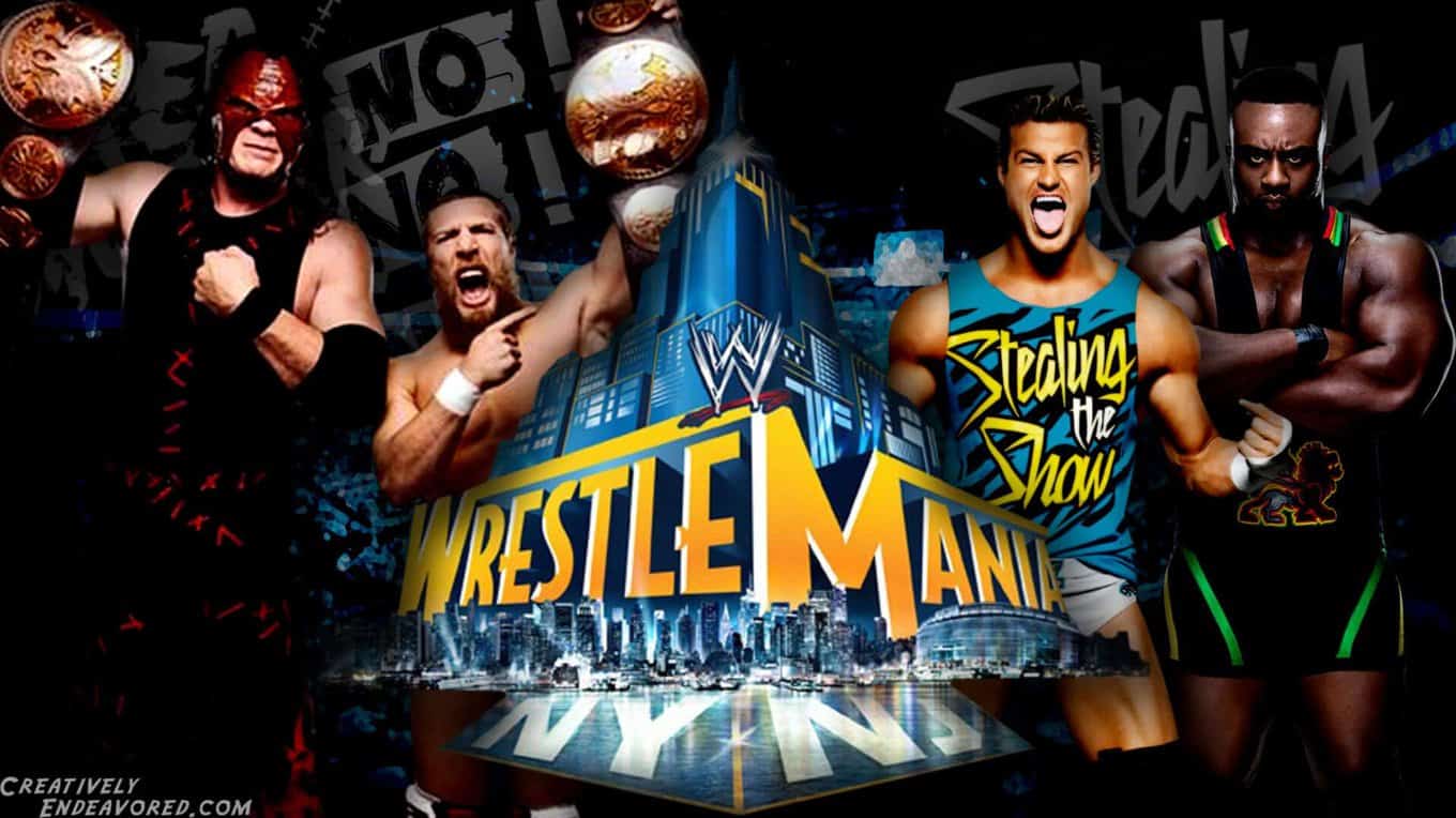 1360x764 Weekend WrestleMania Wallpaper: Team Hell No vs Dolph Ziggler & Big E Langston