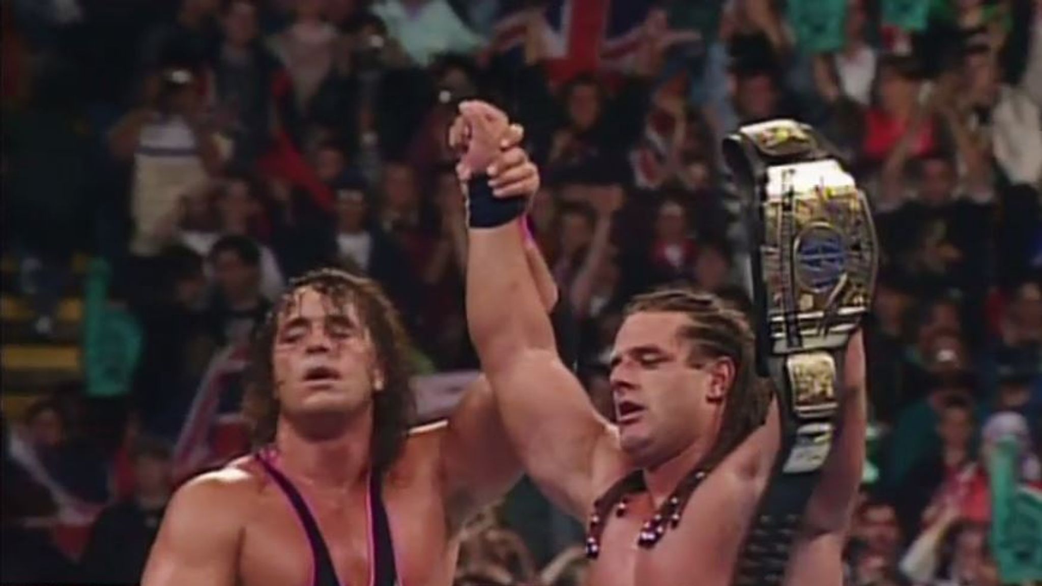 2048x1152 SummerSlam throwback: 1992 where Bulldog beats Bret Hart for the IC title in his home country of England