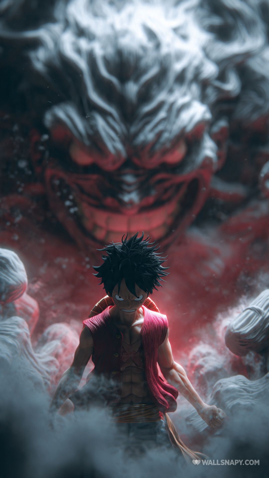 1080x1920 Luffy anime minimal red wallpaper