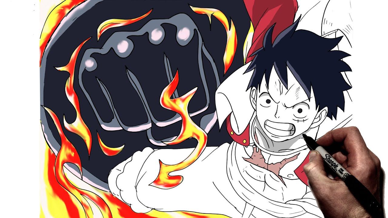 1280x720 How To Draw Luffy Red Roc. Step By Step