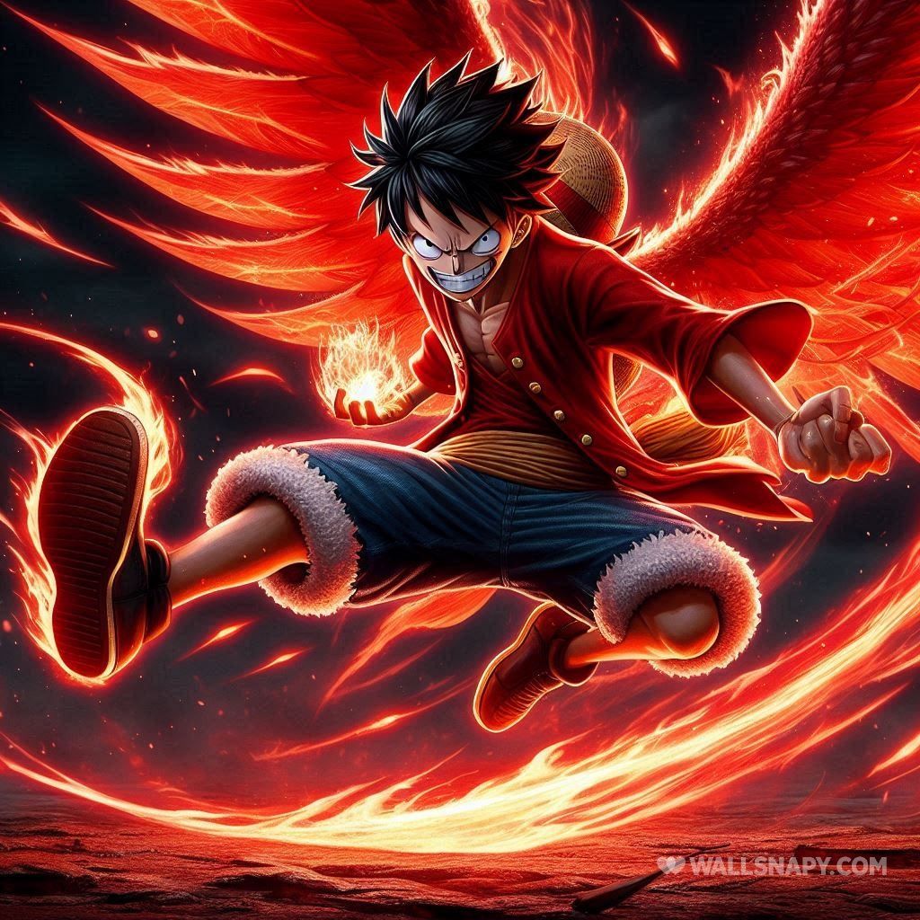 1024x1024 Luffy red hawk punch anime action 4k
