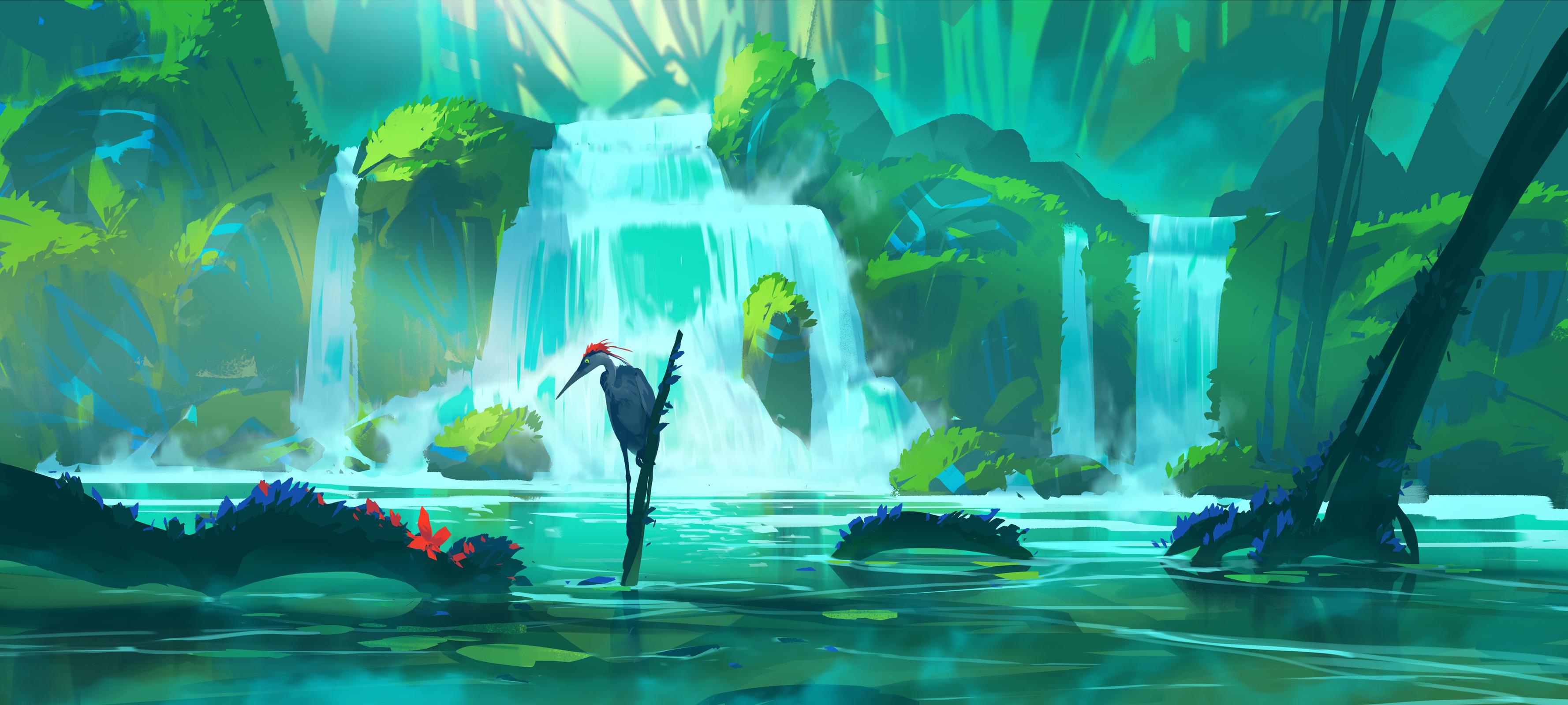 3556x1600 Bird River Digital Art 4k Wallpaper, HD Artist Wallpaper, 4k Wallpaper, Image, Background, Photos and Picture