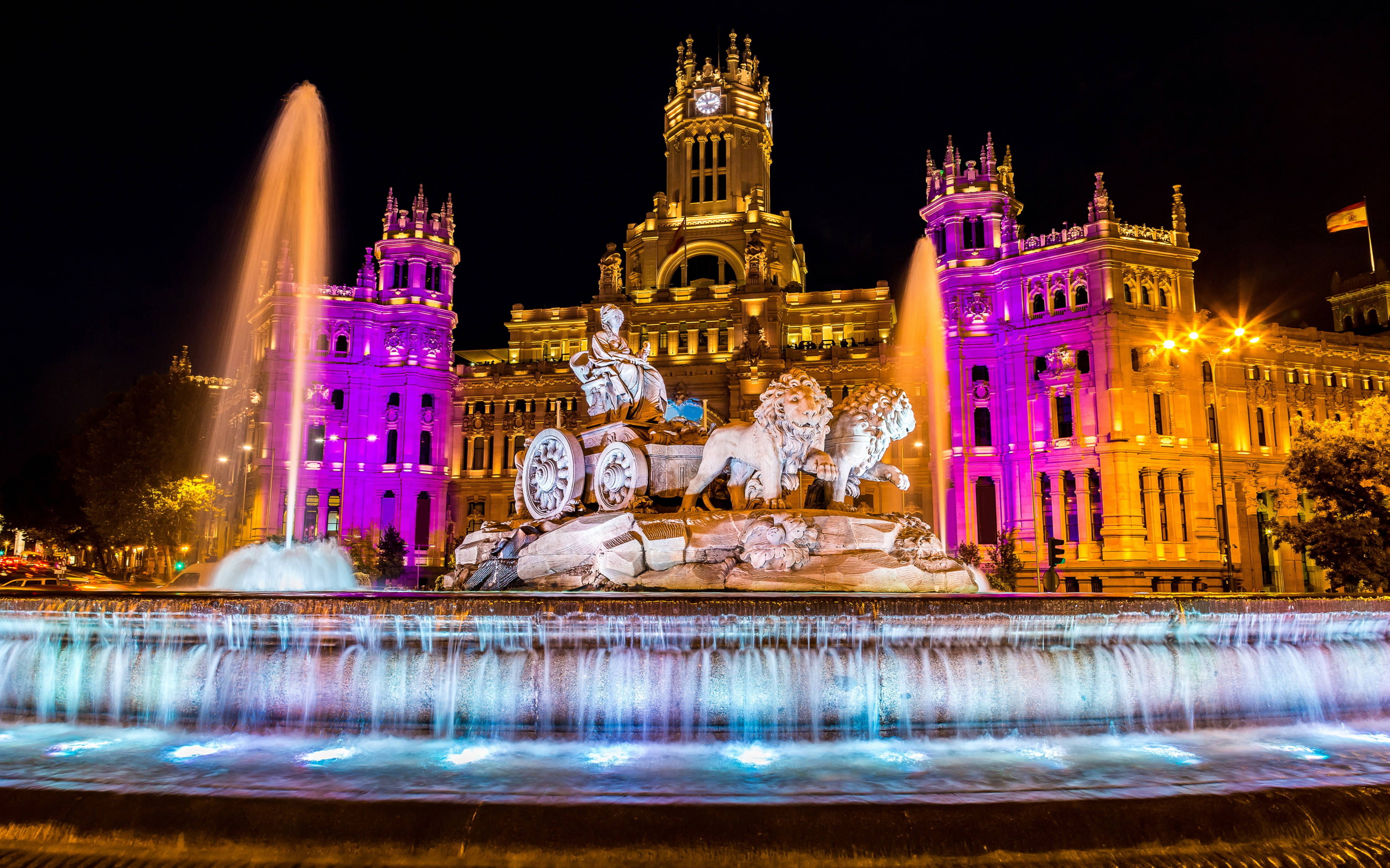 5120x3200 Download Spain Cibeles Fountain Night Wallpaper