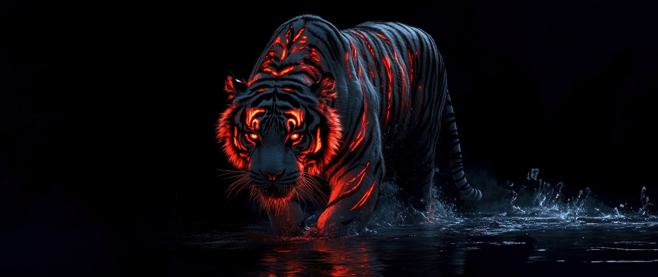 2560x1080 Tiger Wallpaper 4K, Dope, AMOLED, AI art