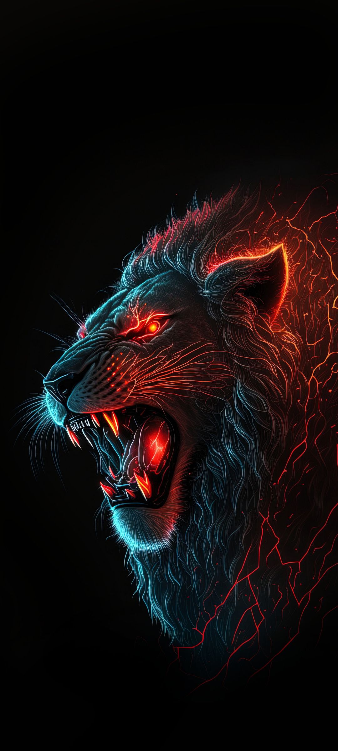 1080x2400 Download A lion, Lion, Head, Amoled Wallpaper in 1080x2400 Resolution