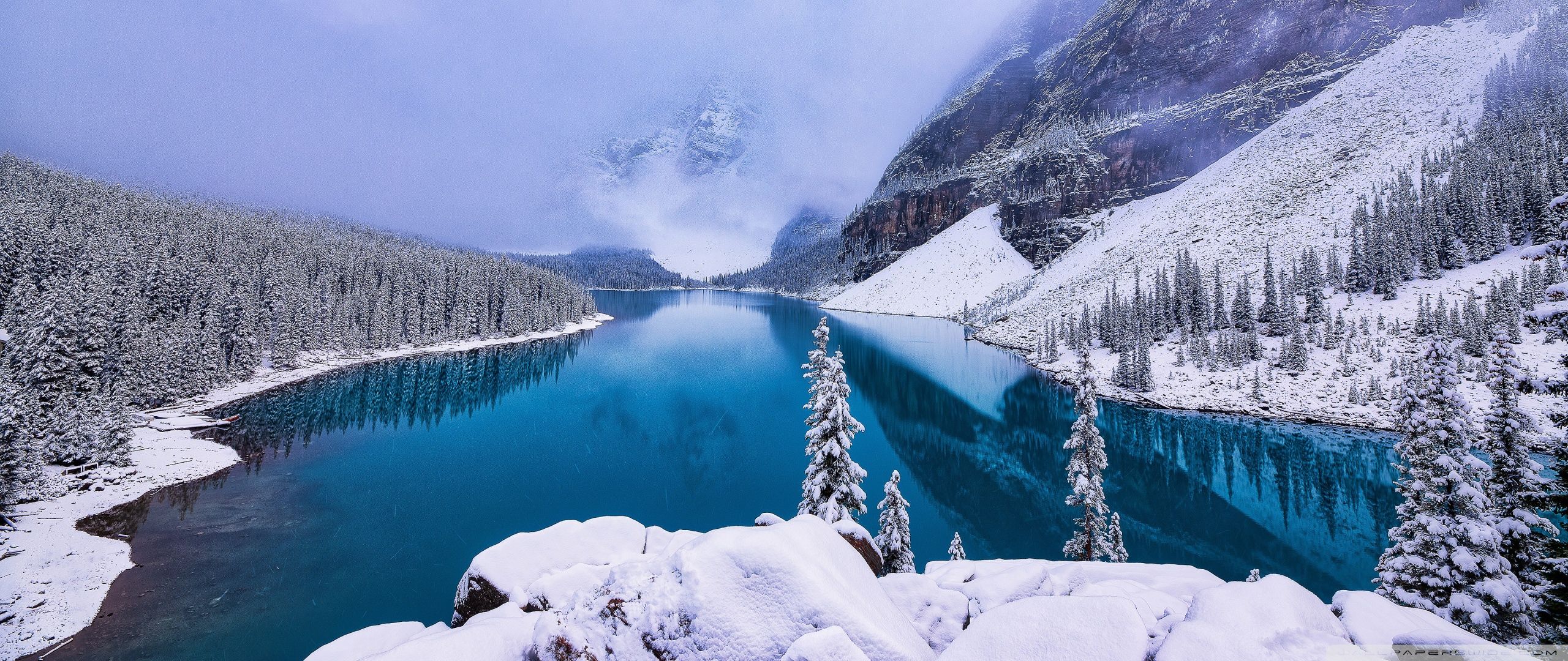 2560x1080 Ultrawide Winter Mountain Wallpaper