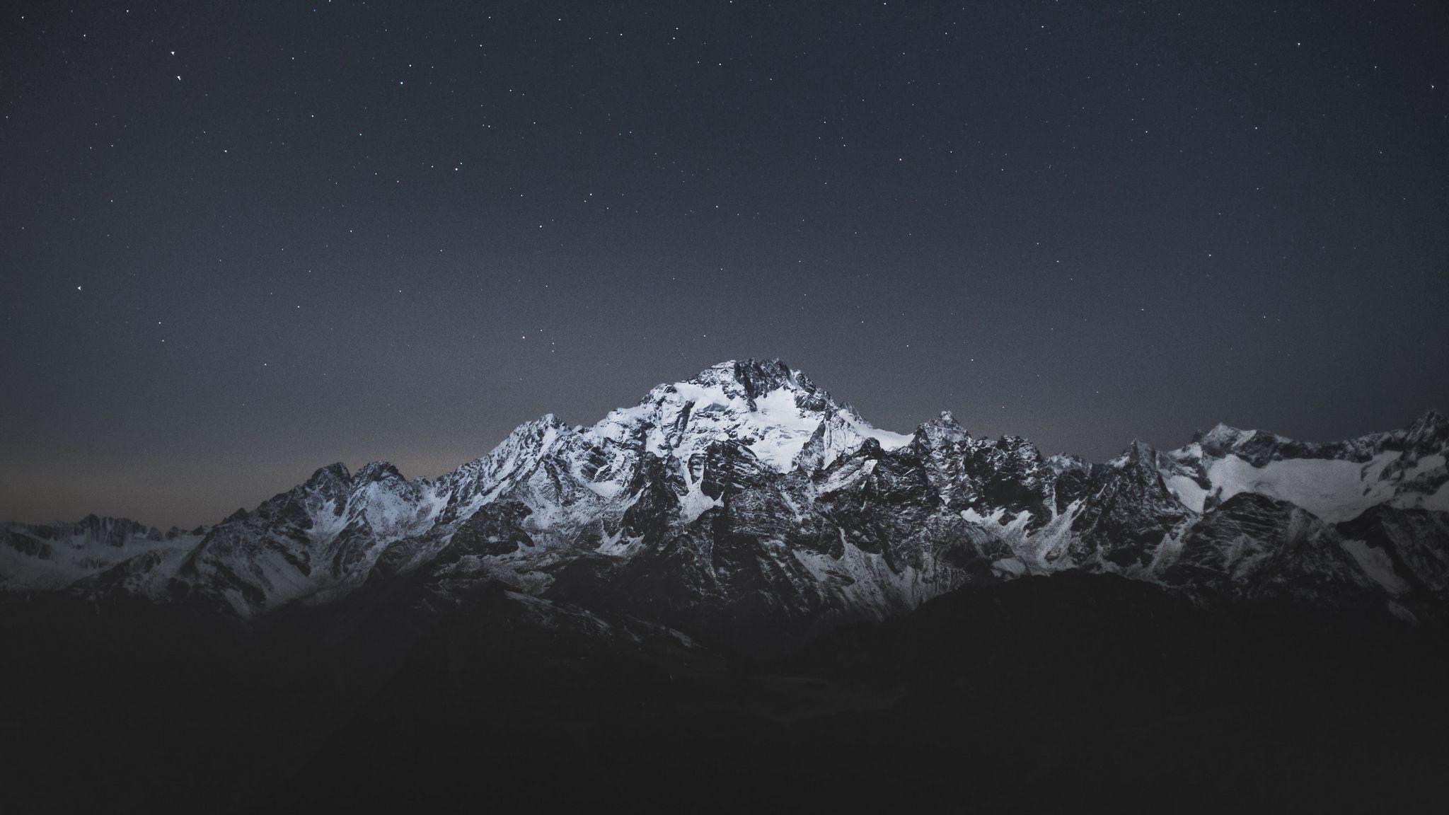 2048x1152 Download wallpaper 2048x1152 mountain, night, starry sky, dark ultrawide monitor HD background