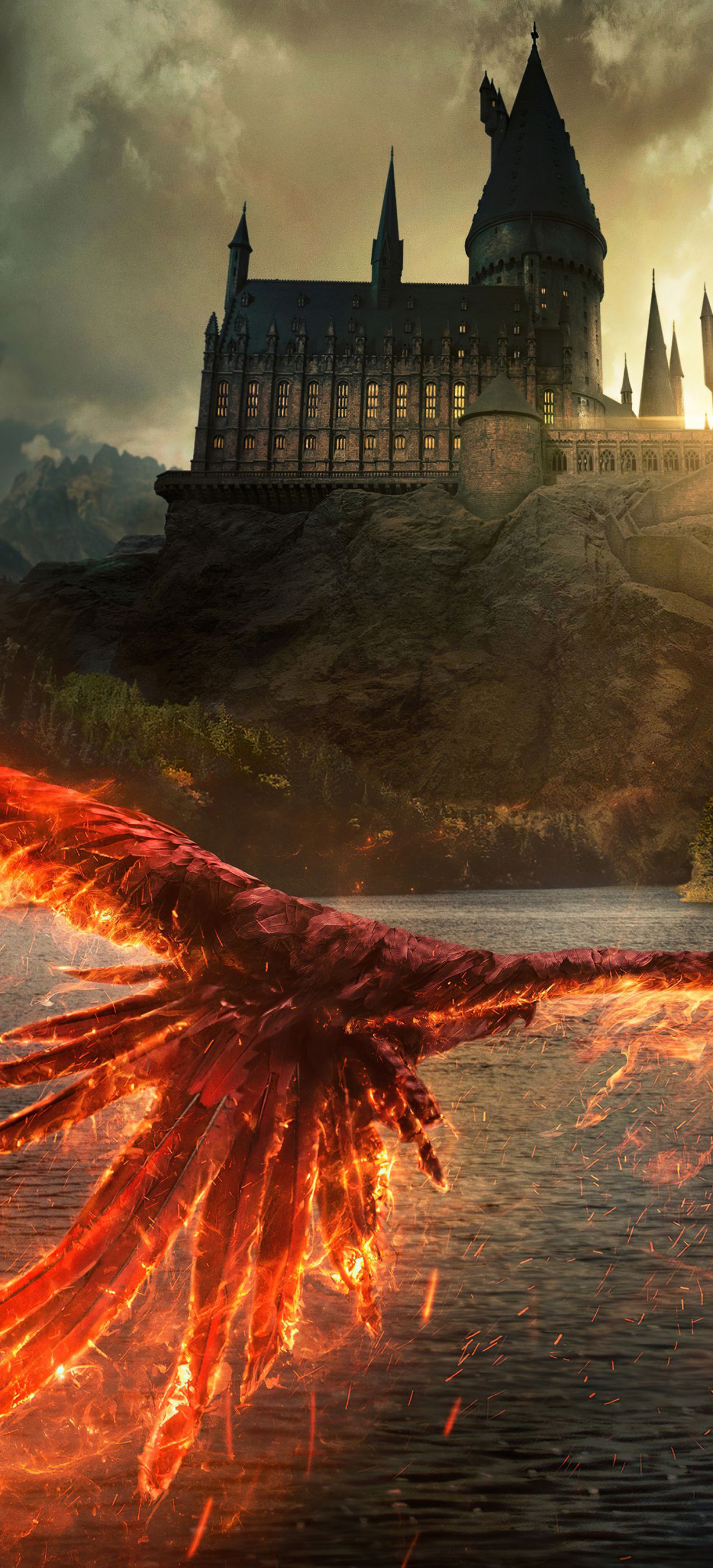 1228x2700 Phone wallpaper: Fantastic Beasts, Hogwarts Castle, Movie, Fantastic Beasts: The Secrets Of Dumbledore, Phoenix 1191752
