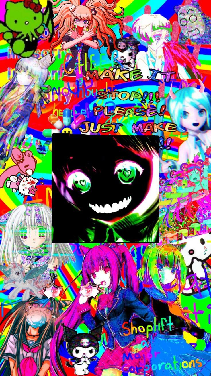 736x1307 Glitchcore Animecore Wallpaper