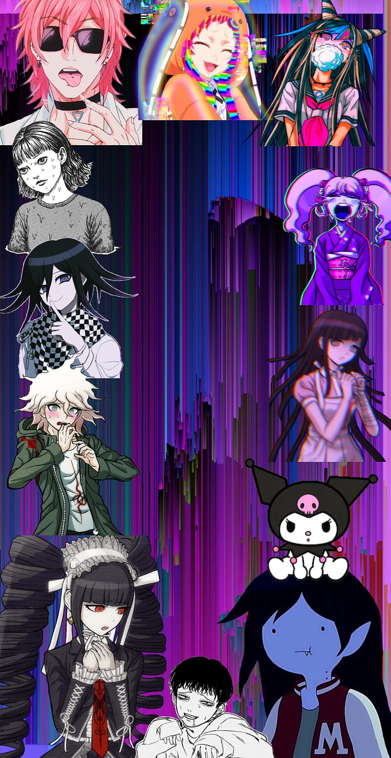 800x1551 Glitch core anime, celestialudenberg, ibukimioda, junjiito, kokichiouma, kuromi, HD phone wallpaper