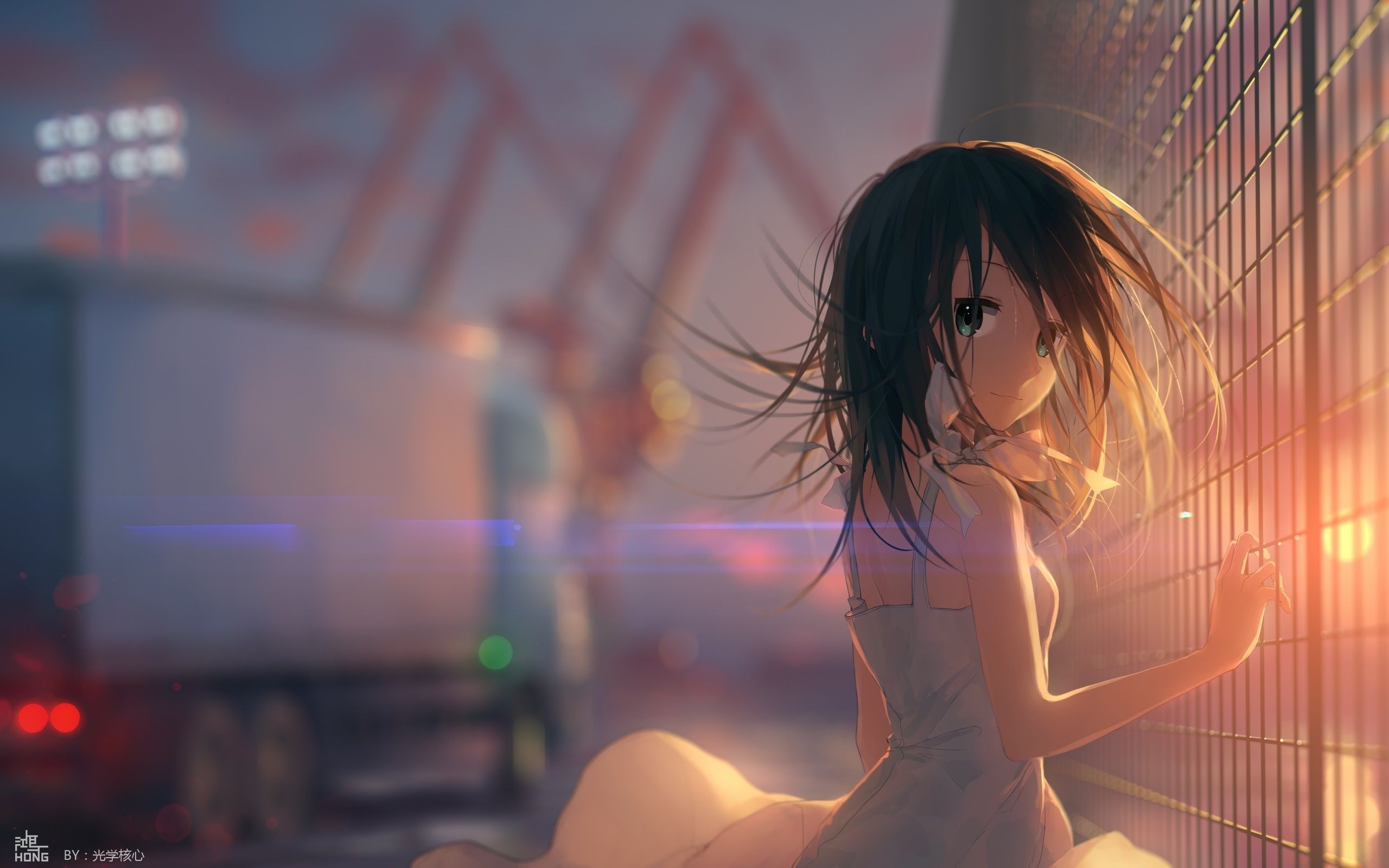 2560x1600 Free girl, light, sunset 2K wallpaper for desktop and phone
