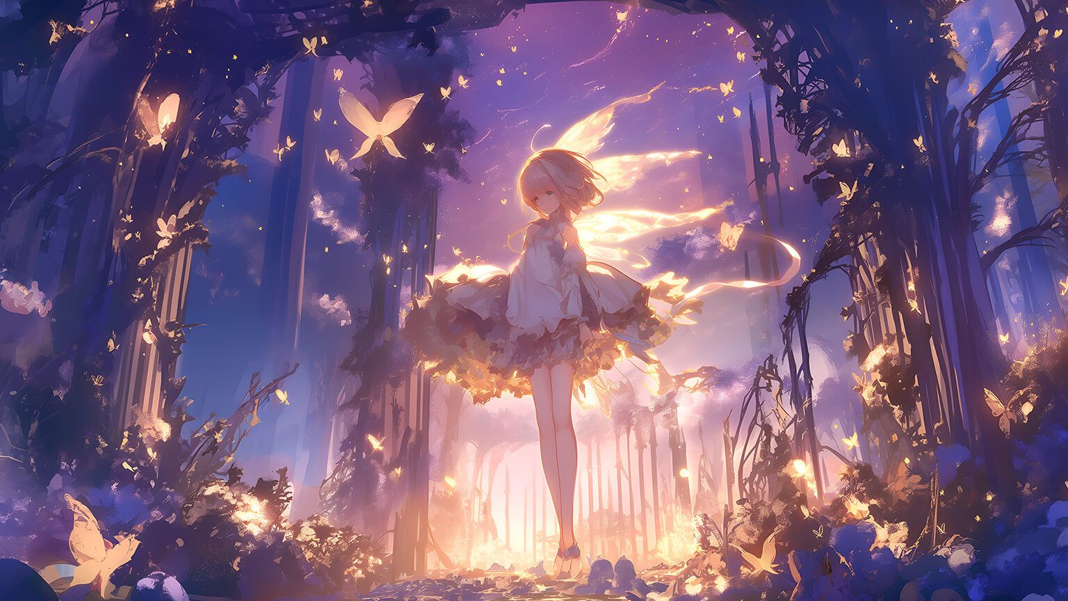 1536x864 Free Magical Anime Girl Fairycore Aesthetic Desktop Wallpaper 4K
