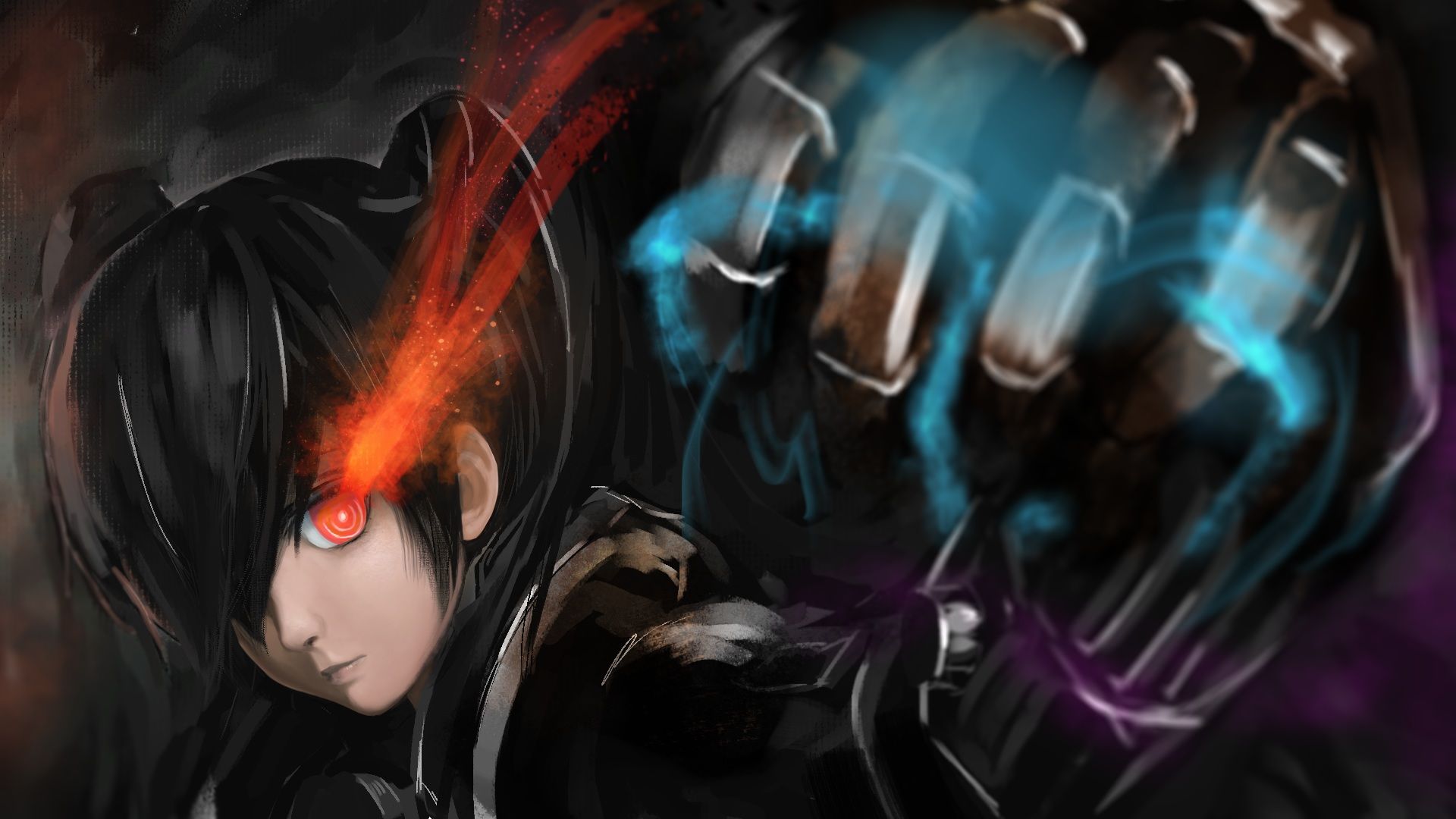 1920x1080 HD Wallpaper: Black Rock Shooter in Stunning Anime Artx1080