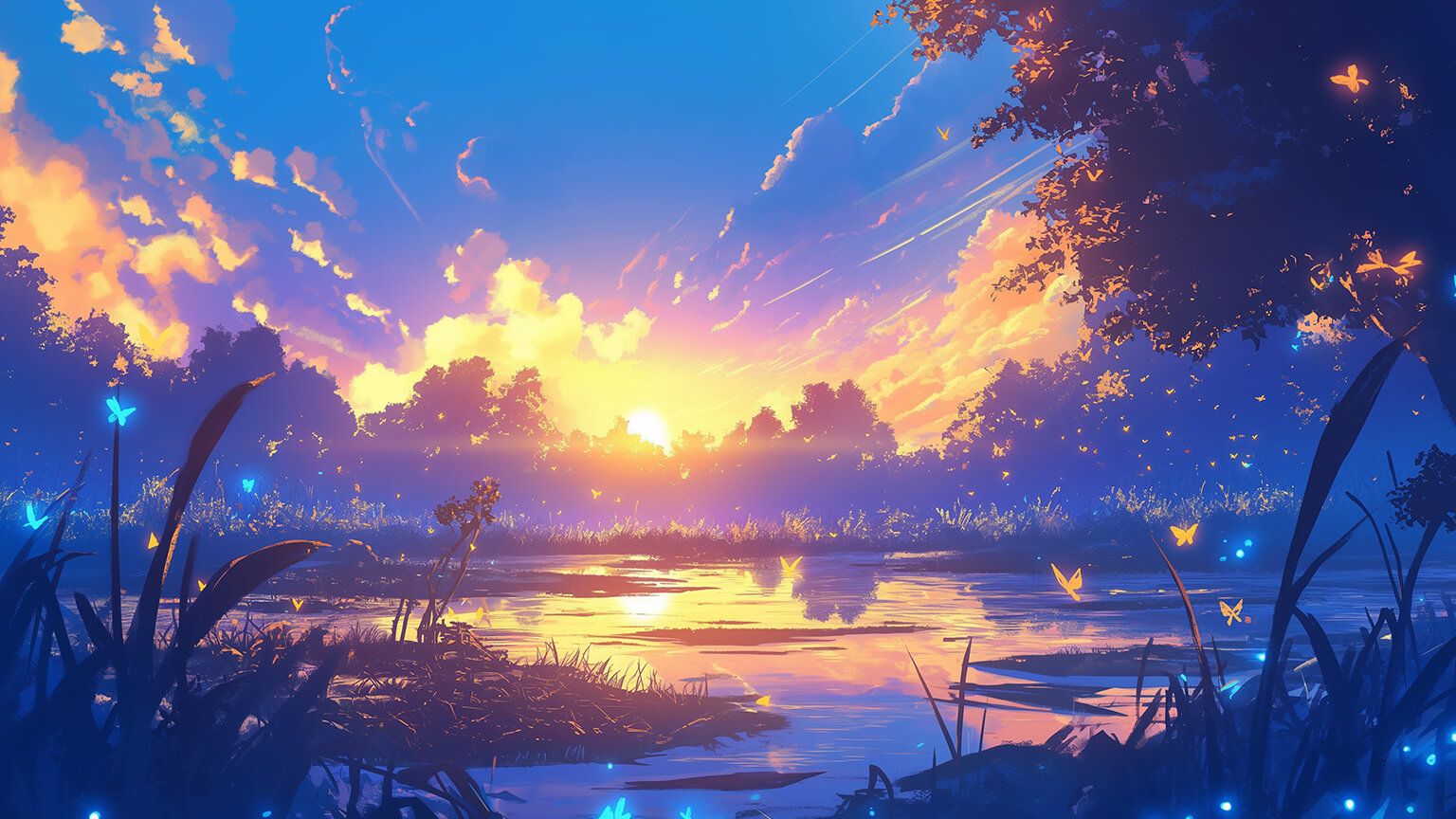 1536x864 Fairycore Magic Sunset Desktop Wallpaper Wallpaper 4K
