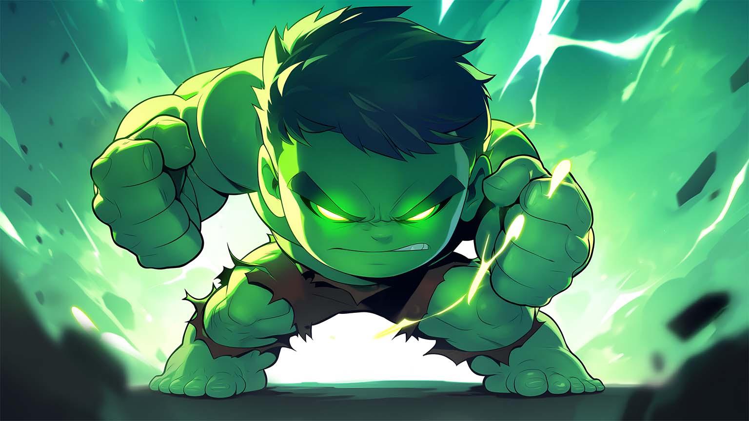 1536x864 Chibi Hulk Smash Energy Desktop Wallpaper 4K Wallpaper