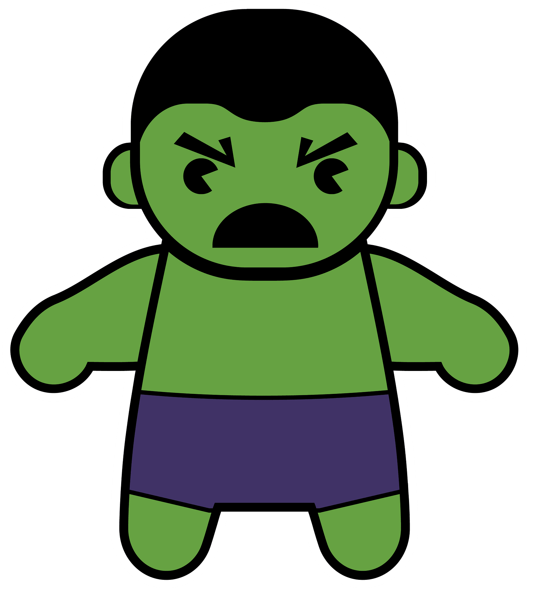1720x1920 Chibi Superhero Hulk vector clipart image on