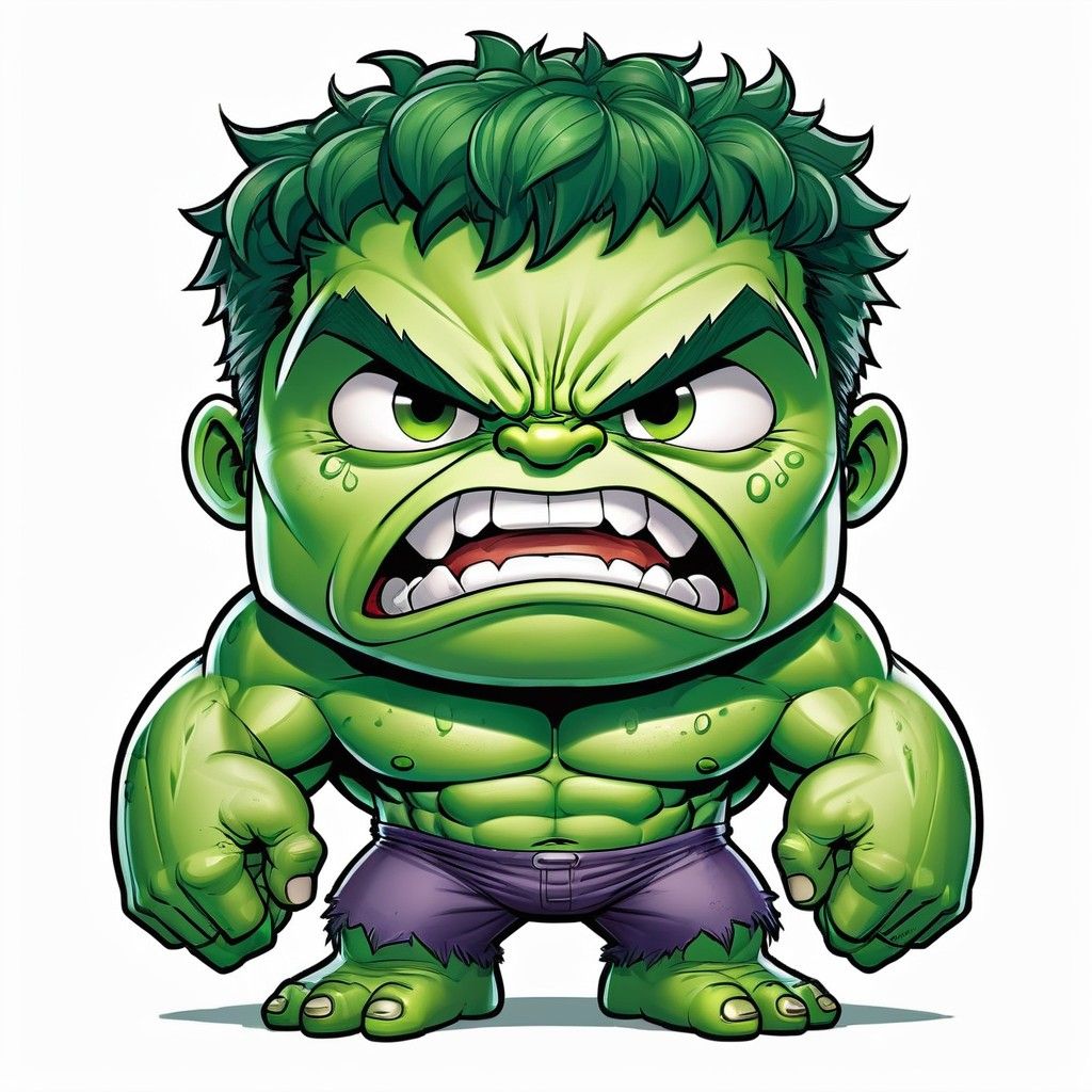 1024x1024 Cute Angry Chibi Hulk Drawing. Stable Diffusion Online
