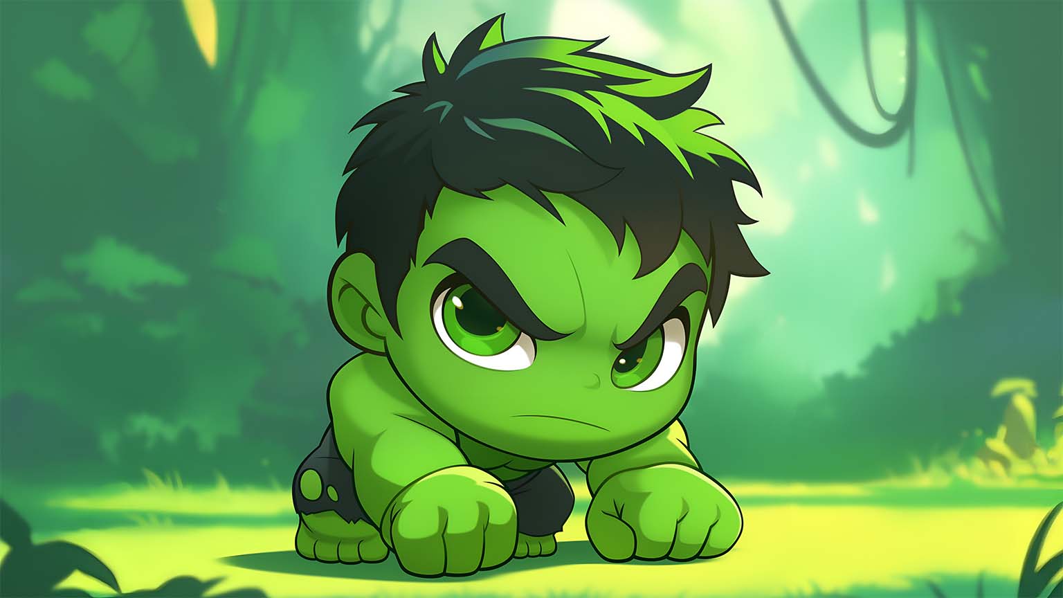 1536x864 Chibi Hulk Adorable Desktop Wallpaper in HD & 4K