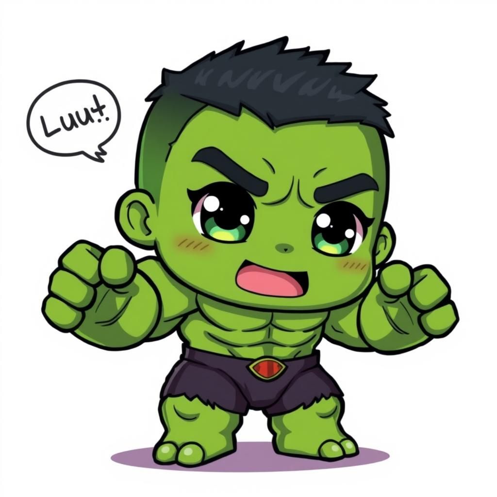 1024x1024 Adorable Chibi Hulk: A Kawaii Transformation