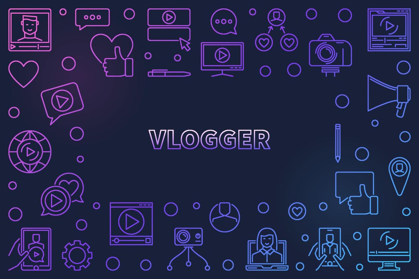 1470x980 Vlogger vector round colored illustration in outline style