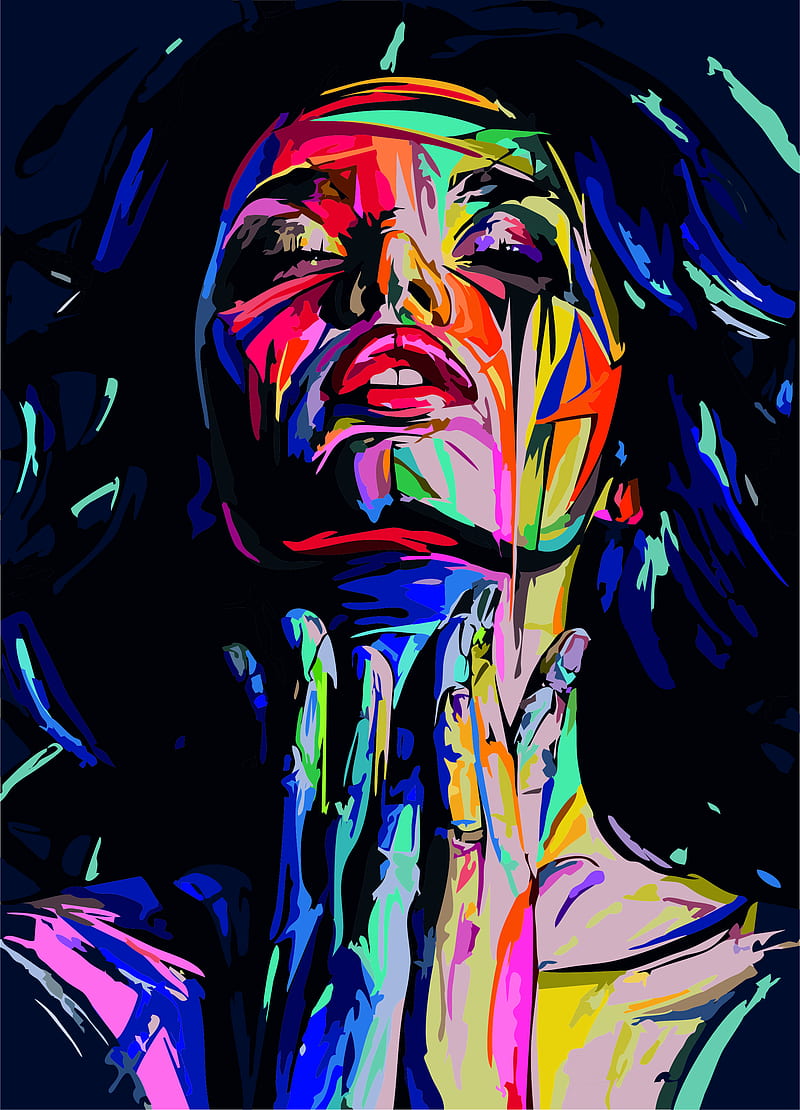 800x1110 Neon girl, art, rainbow, super, HD phone wallpaper